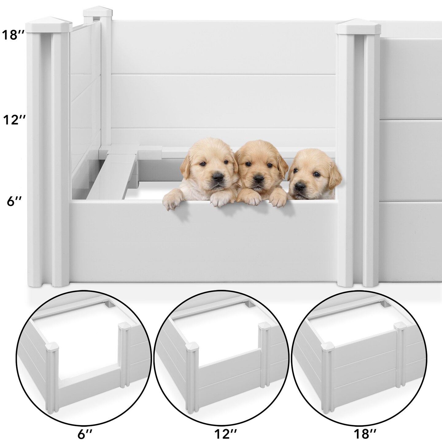 SmithBuilt 48" x 48" x 18" Whelping Box for Dogs and Puppies, Heavy Duty PVC Whelping Pen and Birthing Box with Rails and Adjustable Height Door, White
