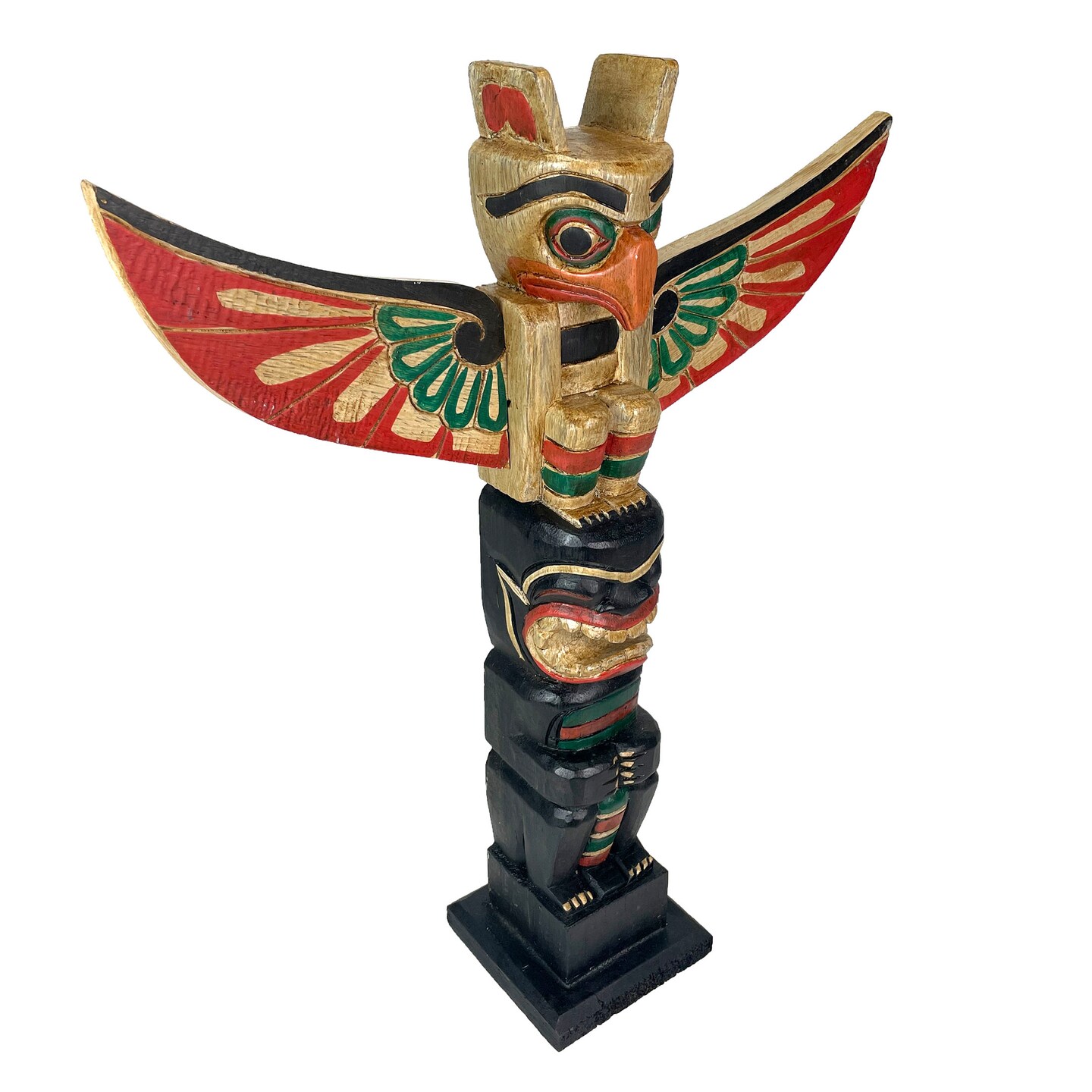 Northwest Coast Style Wooden Totem Pole Sculpture