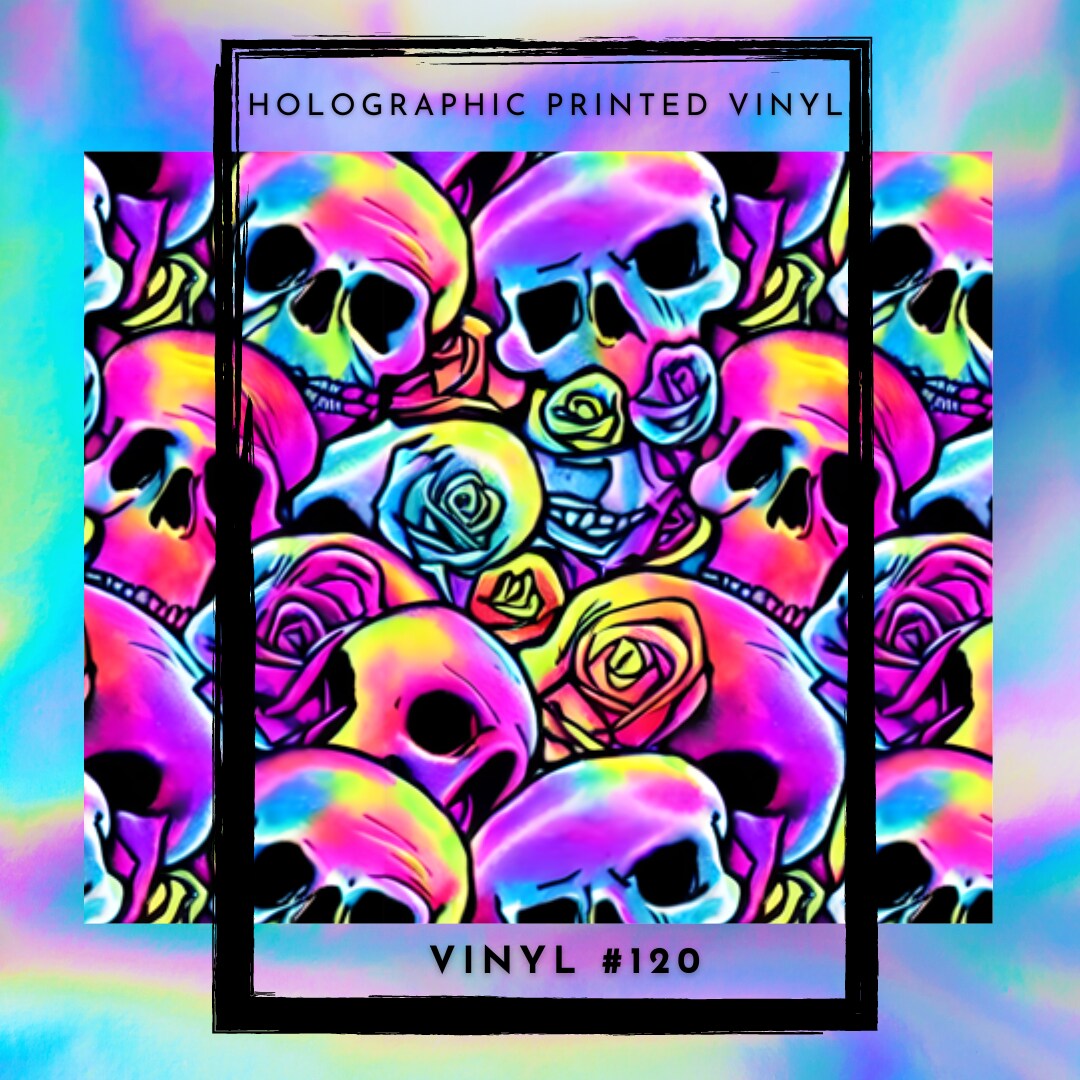 #120 HOLOGRAPHIC - Skull Rose 12x12 Pattern Vinyl
