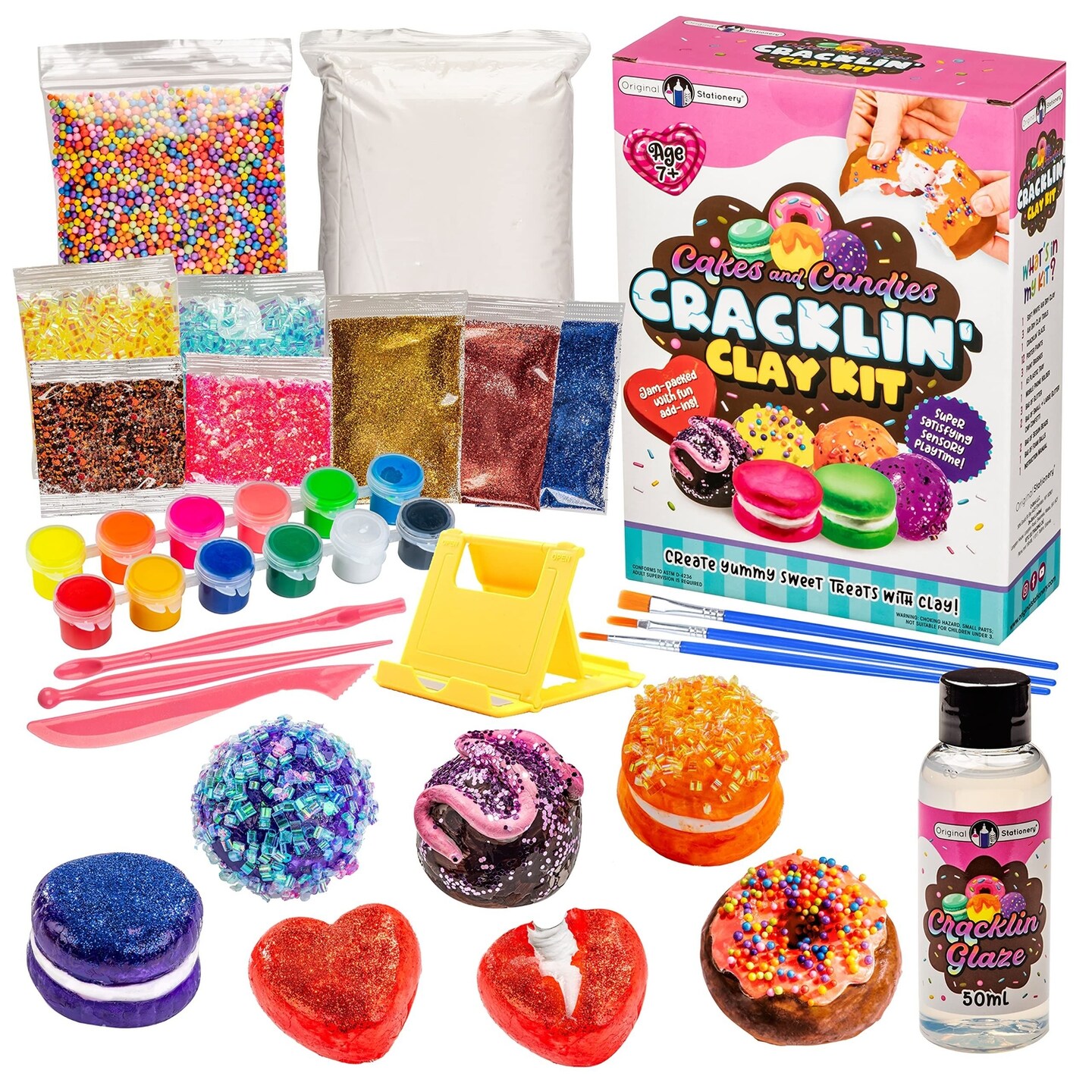 Original Stationery Cakes and Candies Cracklin&#x27; Clay Kit, Modeling Air Dry Clay &#x26; ASMR Toys Set for Sensory Fun, Great Birthday Kids Art Gift