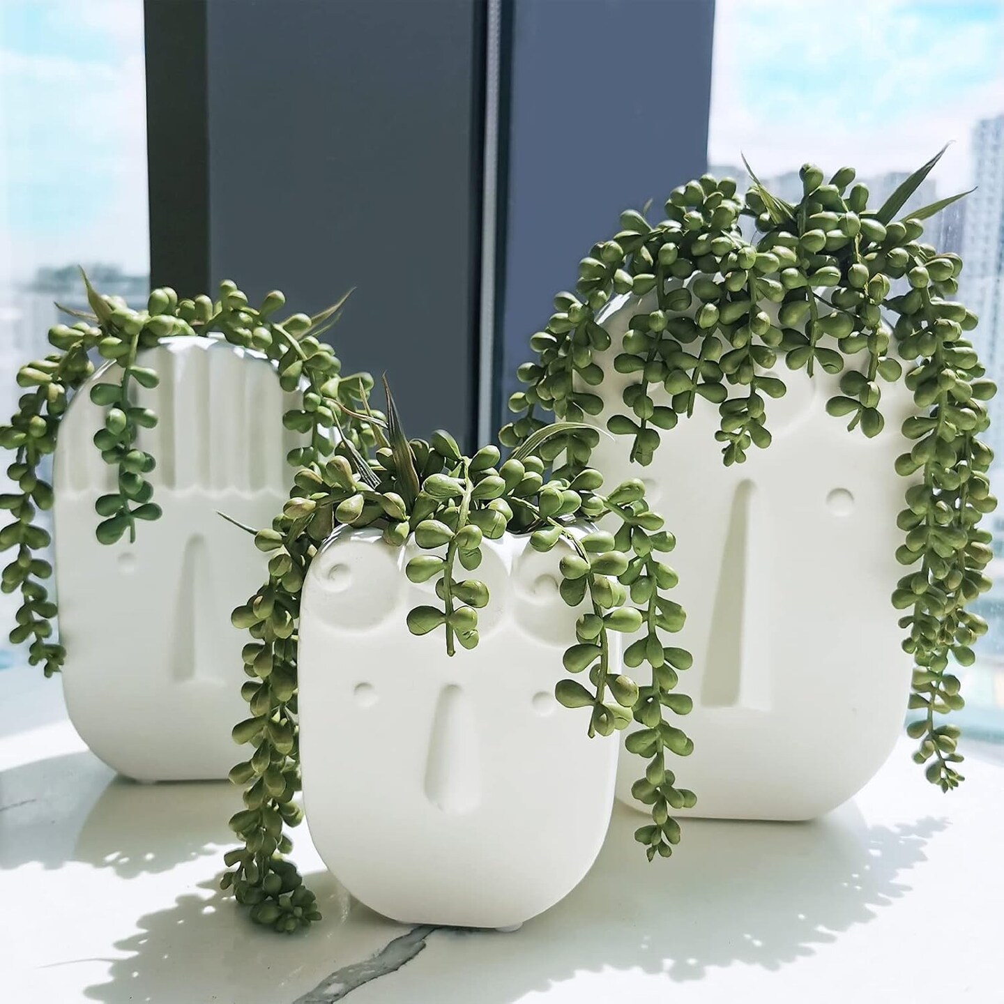 4 pcs Artificial Hanging Succulents Faux Burro's Tail Picks Trailing String of Pearls Succulent Fake Greenery Sprays 13.4" L for Basket Planter Centerpiece Floral Arrangement Indoor Outdoor Decor