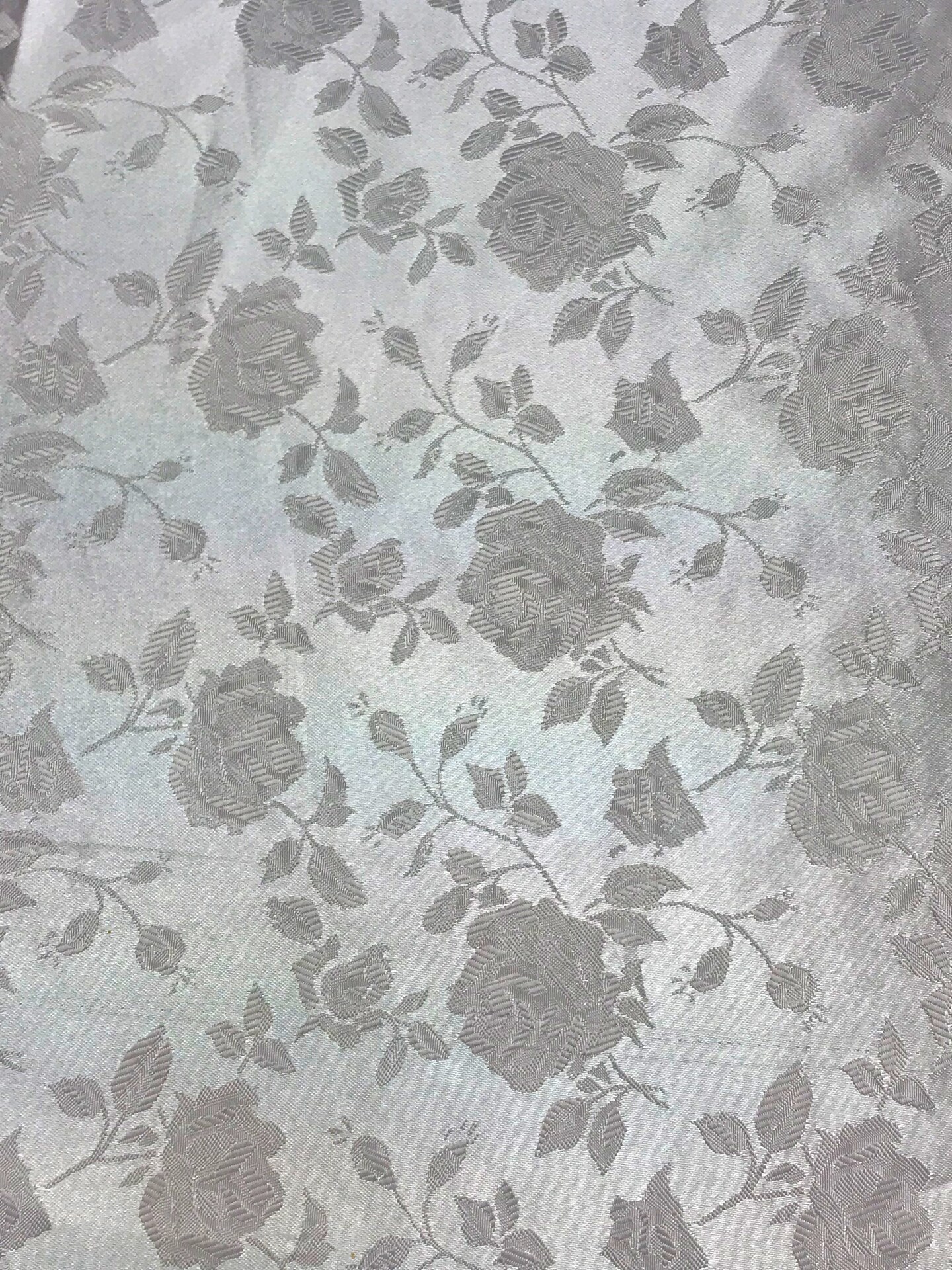1 Yard Silver Jacquard Satin Fabric Reversible Material for Drapery Table Overlay Sewing 58/60 Inches Width