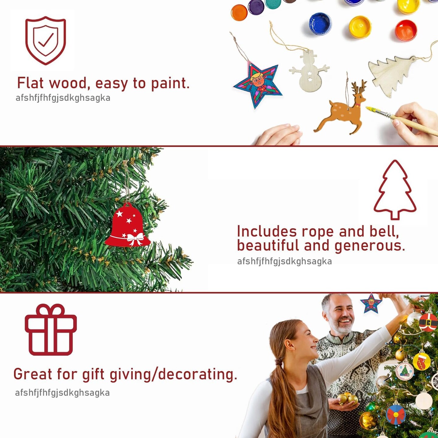 50pcs Christmas Wooden Ornaments for Crafts