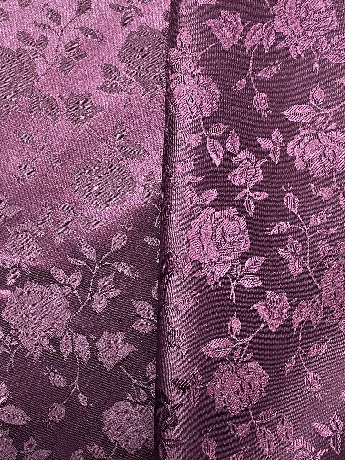 1 Yard Plum Jacquard Satin Reversible Fabric for Tablecloth Curtains Garments 58/60 inches Wide