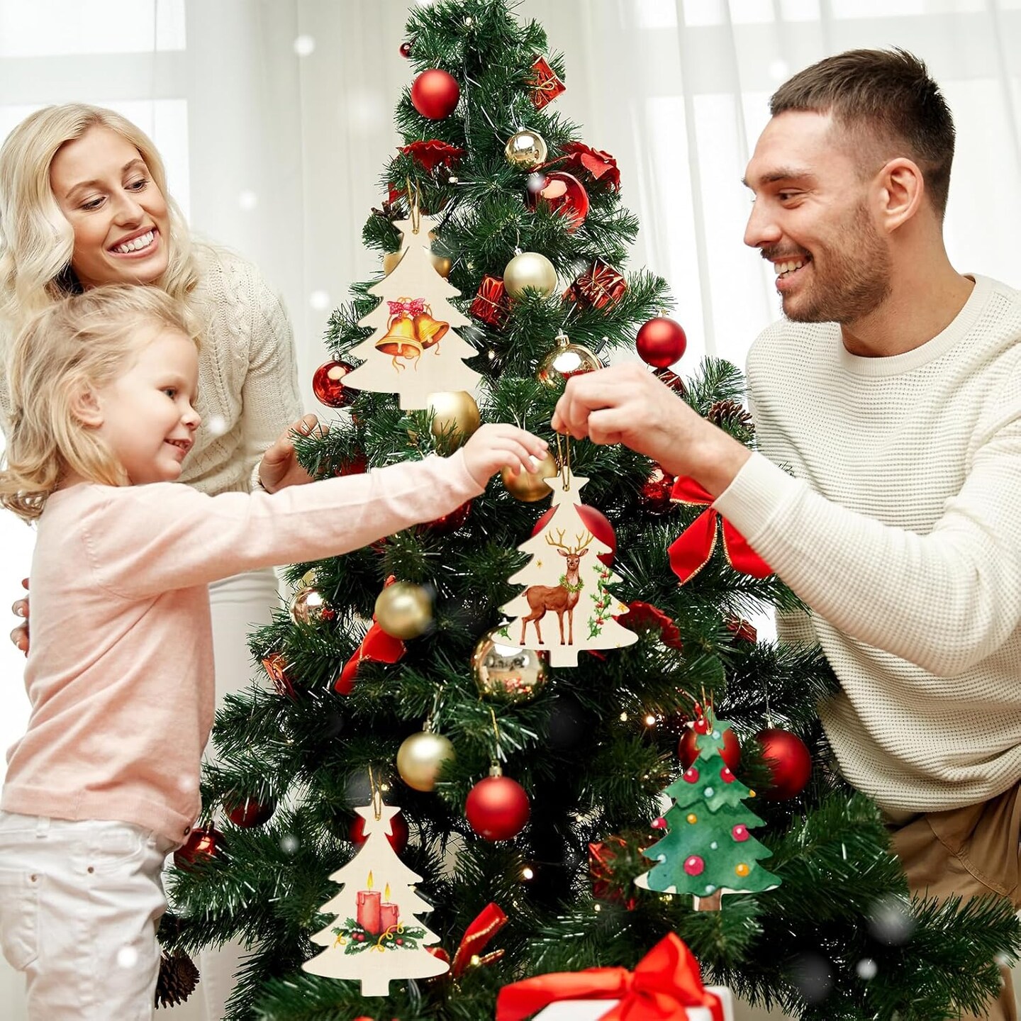 3Pack 7 inches-Wooden Christmas Ornaments to Paint Christmas Tree Decoration