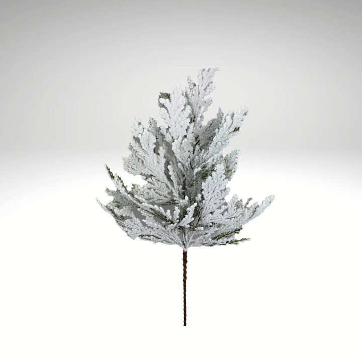 24&#x22; Flocked Cedar Spray | Artificial Snowy Cedar Christmas Greenery-85336SP24