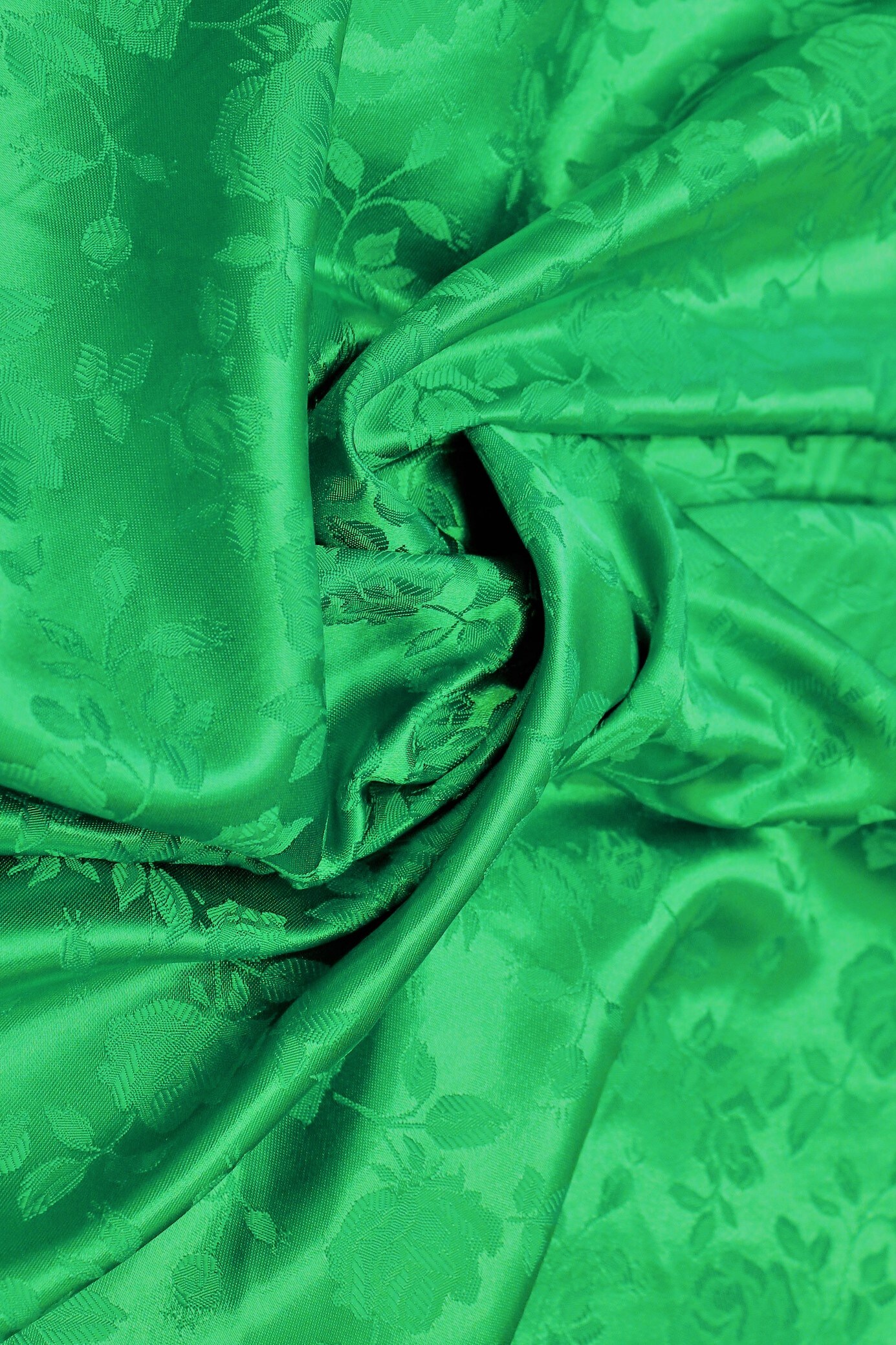 1 Yard Kelly Green Reversible Jacquard Satin Fabric for Curtains Tablecloth Apparel Crafts 58/60" Inches Width