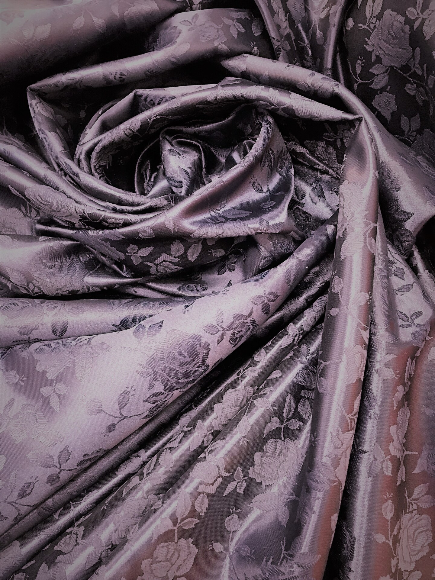 1 Yard Navy Jacquard satin fabric reversible for tablecloth overlays curtains 58/60 inches wide