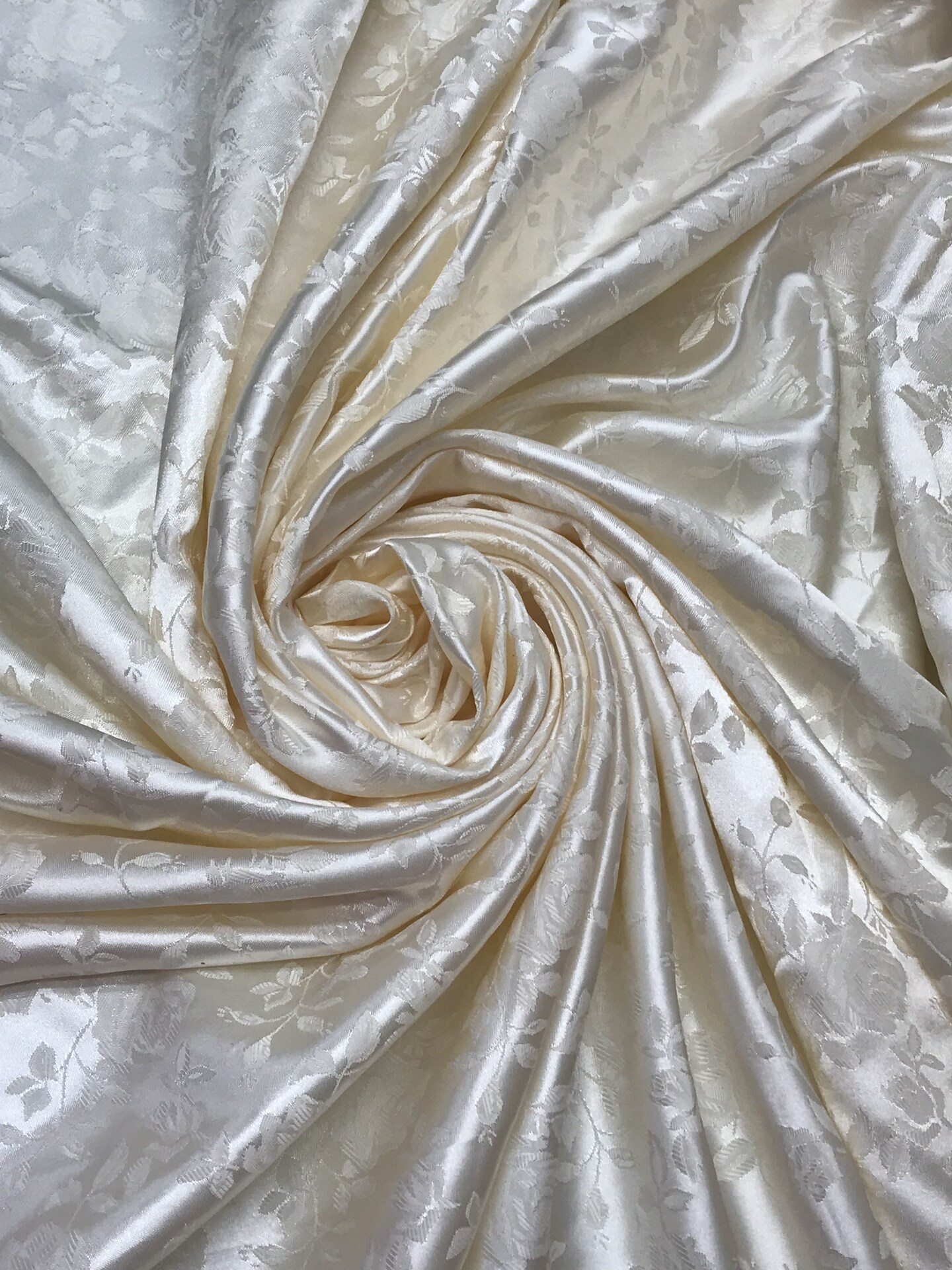 1 Yard Ivory jacquard satin reversible fabric for tablecloth overlays curtains 58/60" inches wide