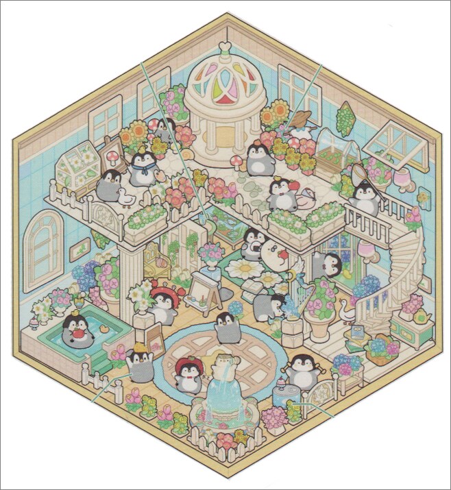 Cute Penguin House Isometric Stickers, 3D Sticker Scene, Adorabilities