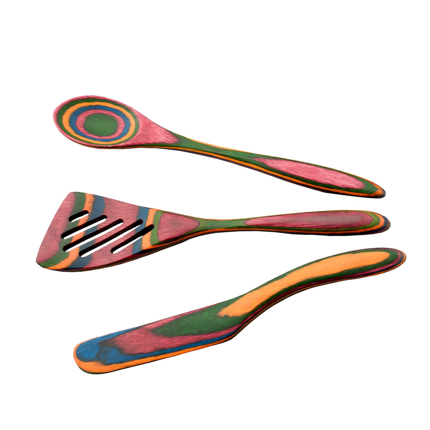 Island Bamboo Pakkawood 3 Piece Mini Kitchen Utensil Set with Spoon, Spatula, and Spreader