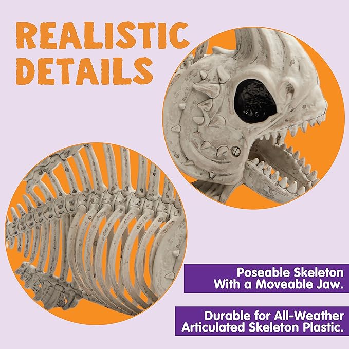 2 PCS 9.5 Halloween Poseable Fish Skeleton Decor, Animal Plastic Bones with Posable Joints for Halloween Indoor Outdoor Decorations Party Props, Yard Patio Lawn Garden Props Decor