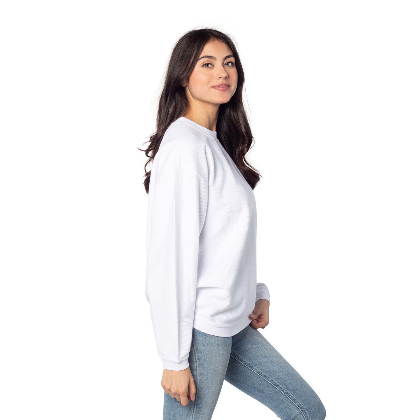 Chicka-d&#xAE; Ladies Corded Crew Sweatshirt