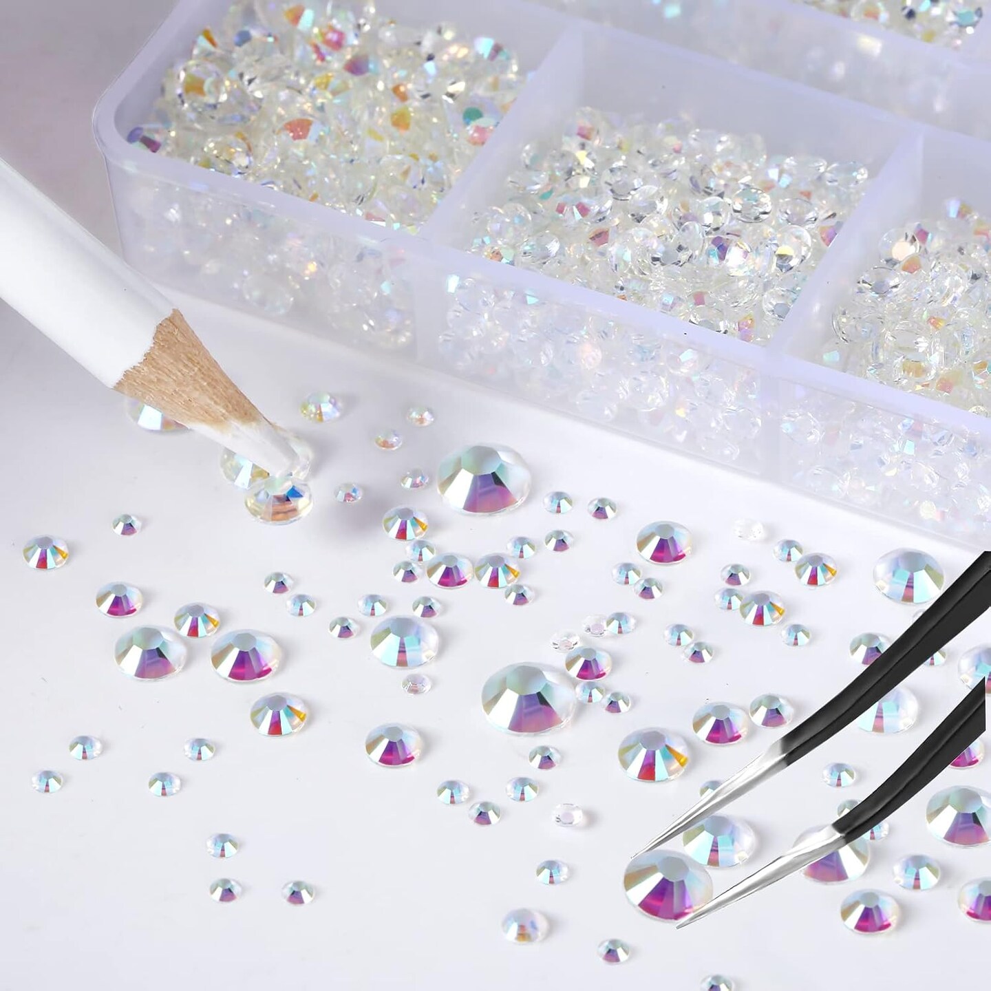 10400PCS Transparent AB Flatback Rhinestones with Tools