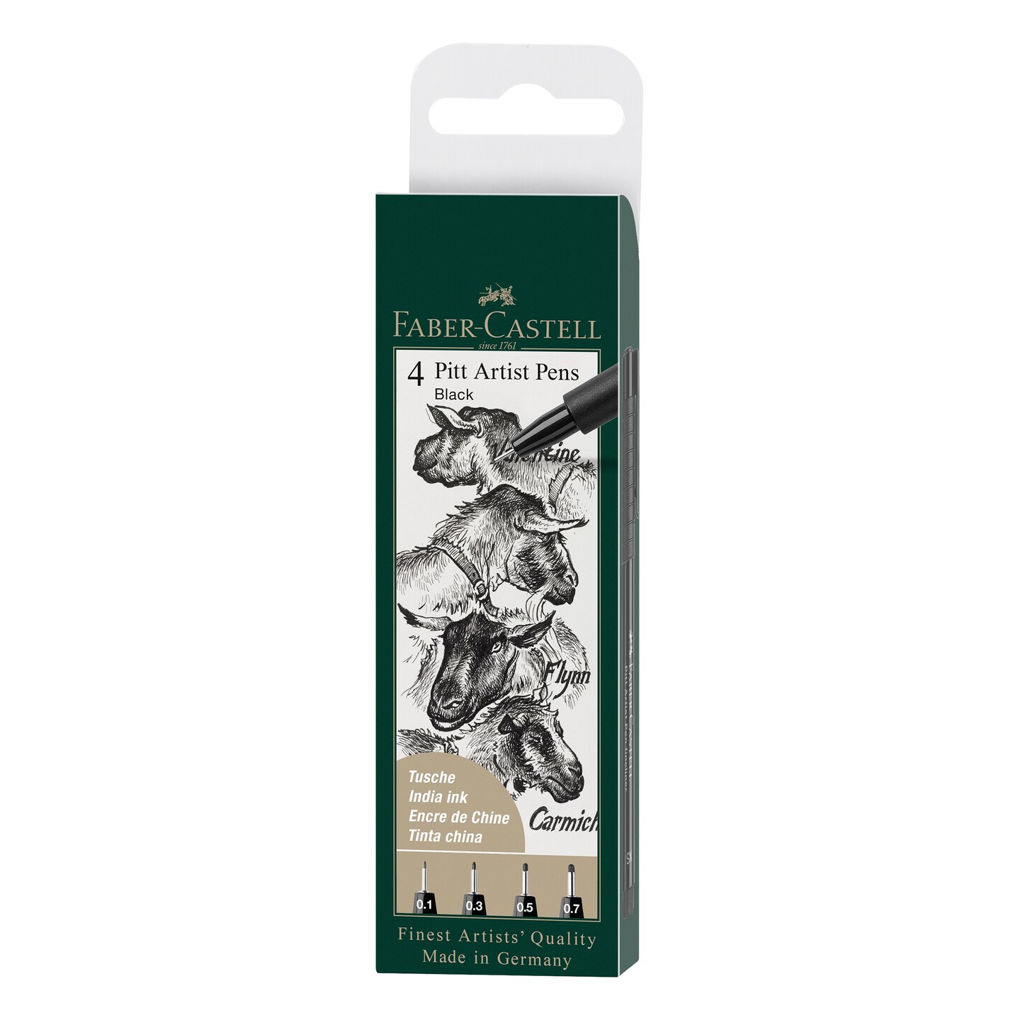 Faber-Castell PITT Artist Pens 4/Pkg-Black Fineliner
