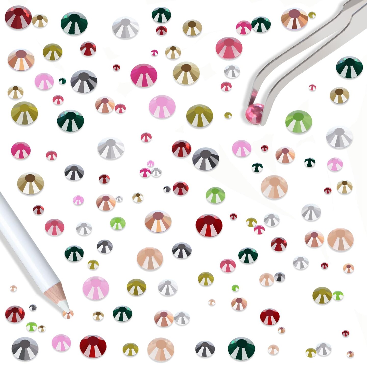 6400 Pieces Hotfix Flat Back Rhinestones - 5 Mixed Sizes (12 Colors Set B)