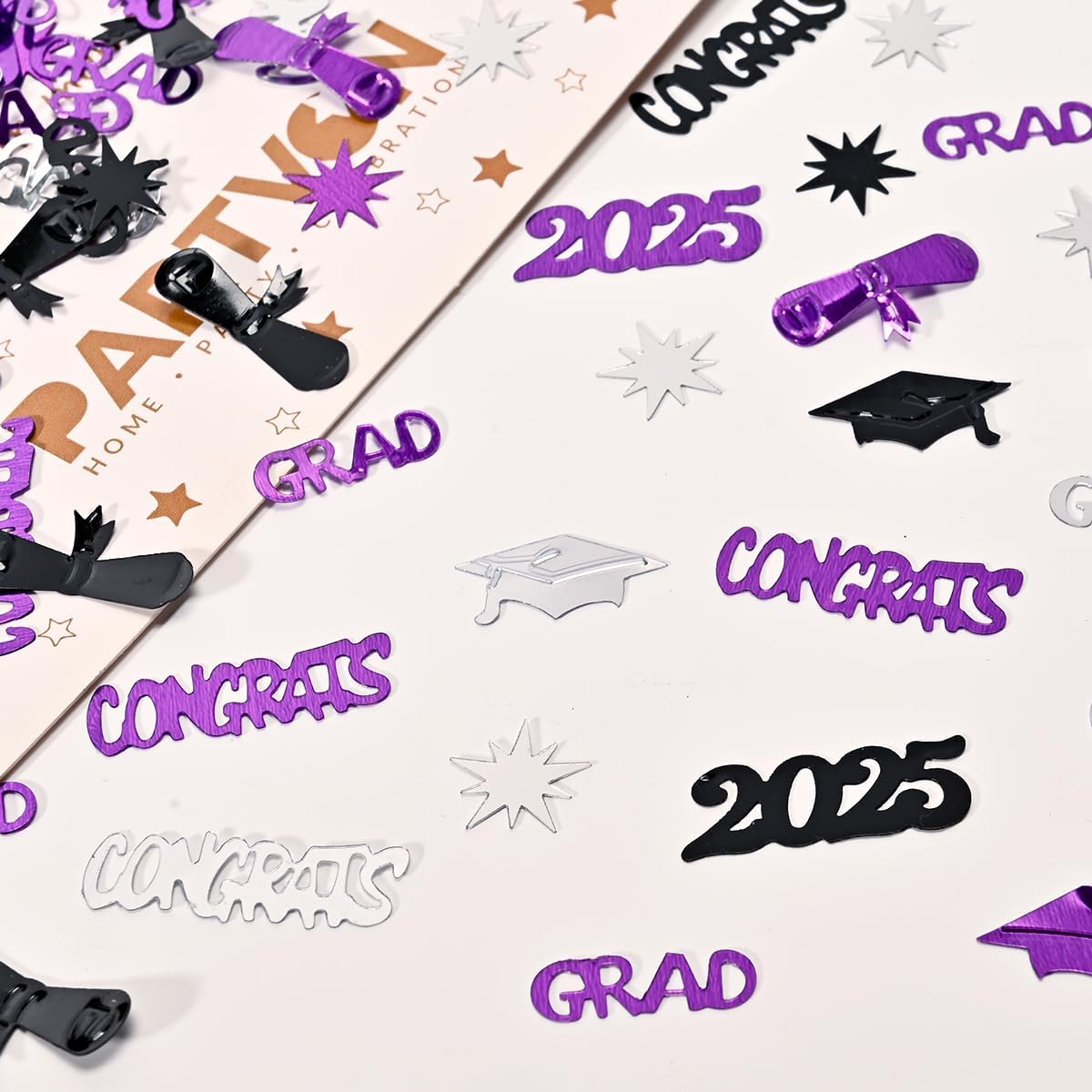 2026 Graduation Confetti – Black, Purple & Silver Metallic “Class of 2026” Table Scatter, 1000 PCS Graduation Party Decorations & Photo Props