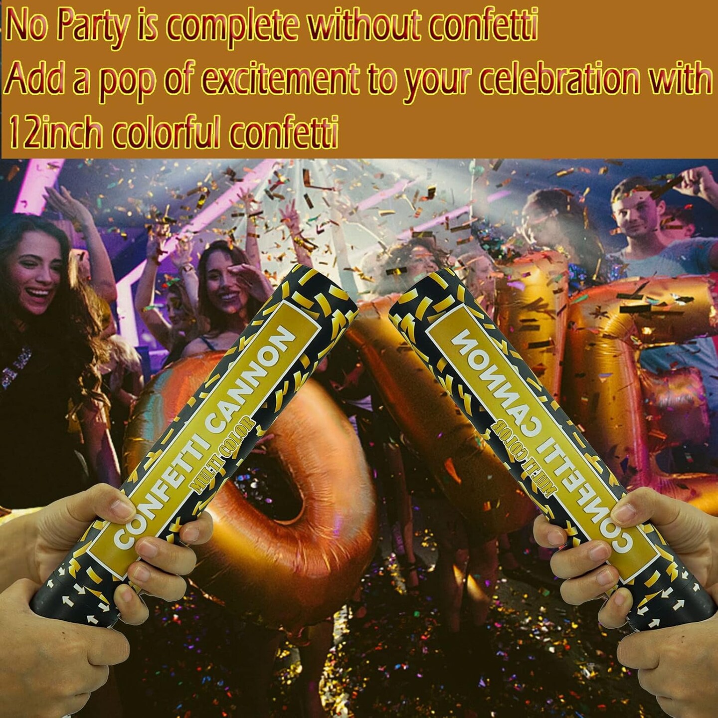 6 Pack 12 Inch Confetti Poppers for Wedding Celebration,Confetti Cannon Gold Party Poppers