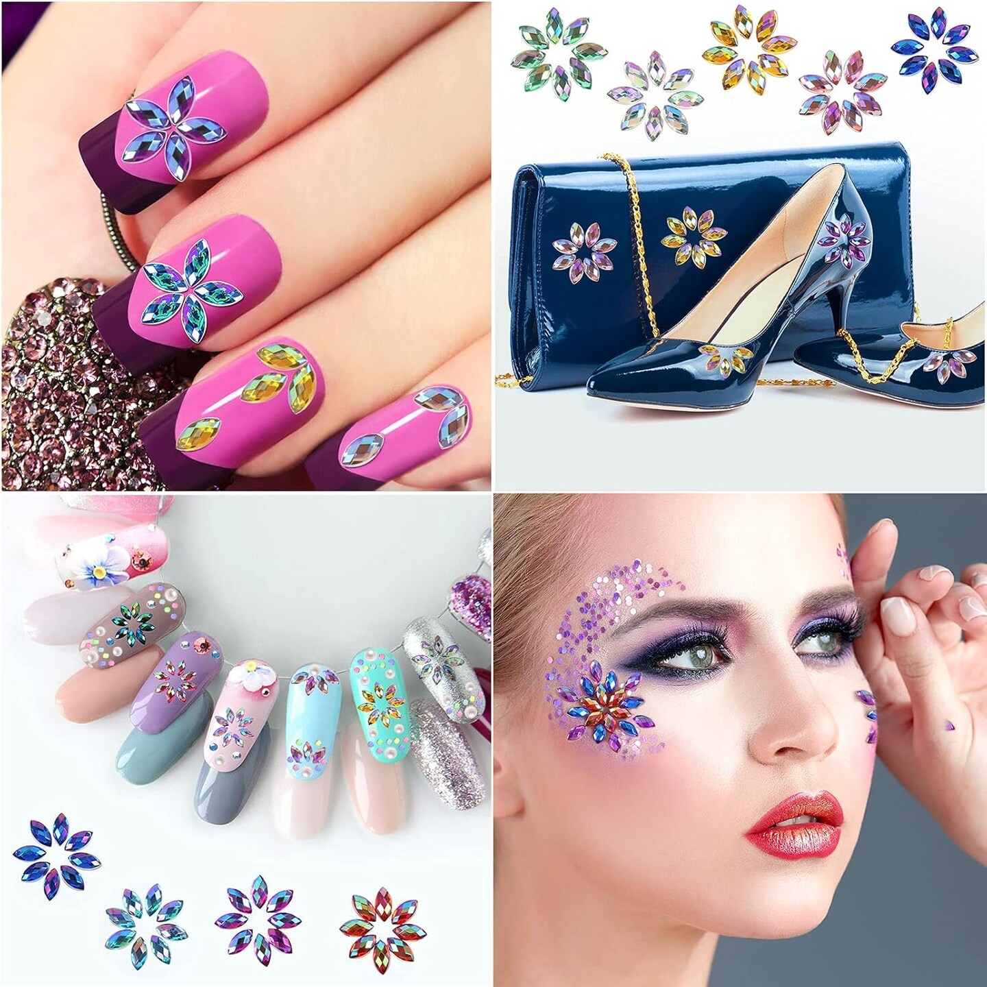 1200 Pieces 12 Colors Shiny Rhinestones Horse Eye Rhinestones Flat Back