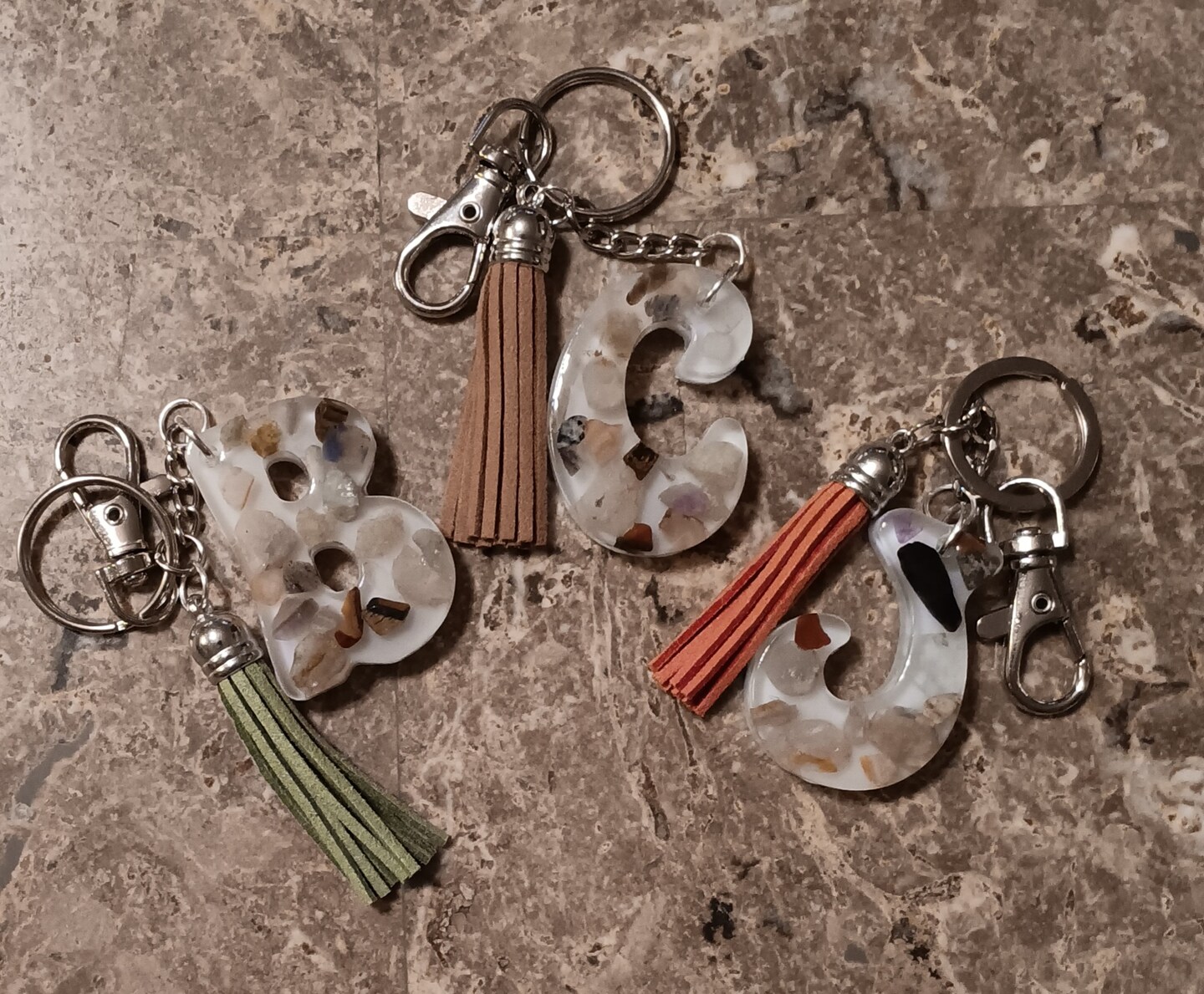 Individual Letter with Stones - Bag Charm Keychain