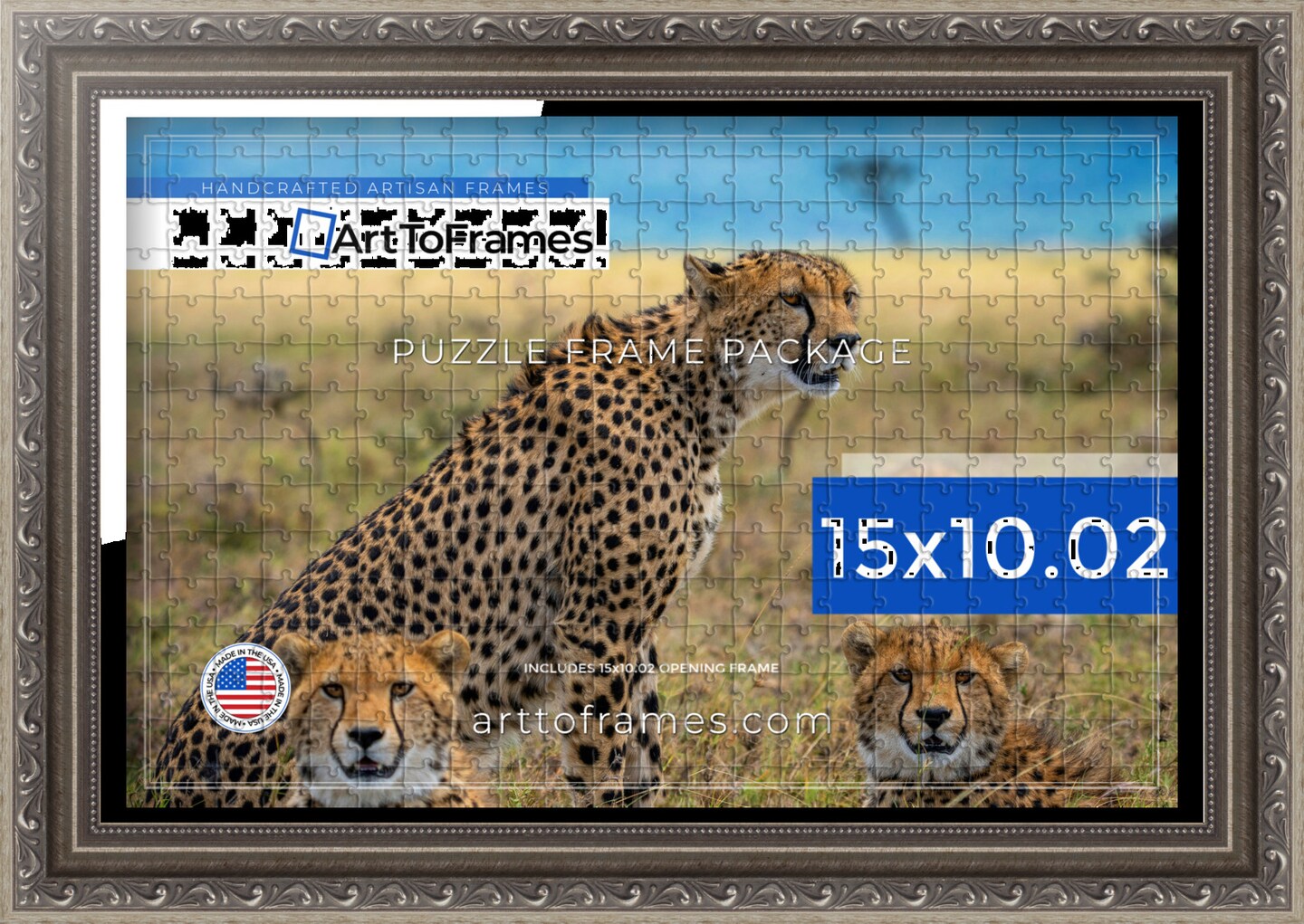 ArtToFrames 15x10.02 INCH / 38x26 CM Puzzle Frame for 1000 piece Puzzles.This 1.25 Inch Custom Wood Frame for Puzzles Comes with Regular Glass, Available in Multiple Colors