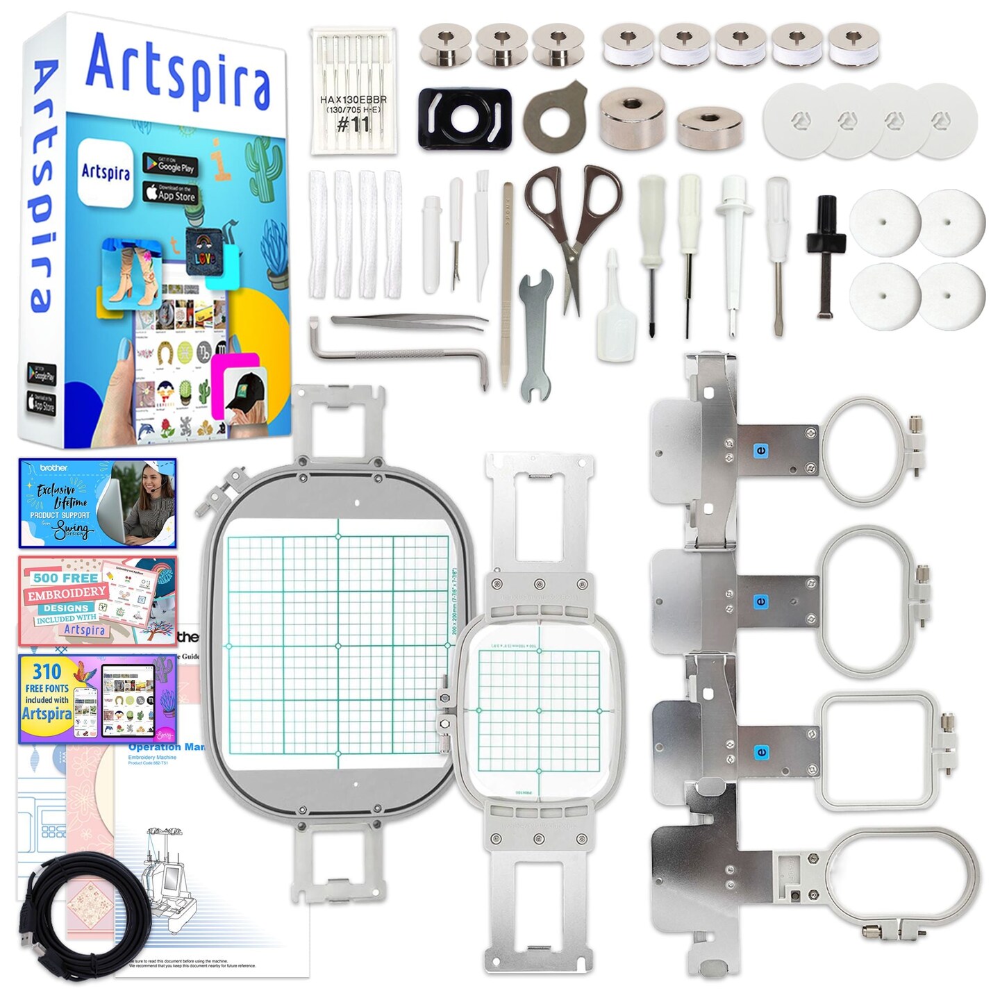 Brother PRS100 Single-Needle Embroidery Machine with w/ 40+ Accessories