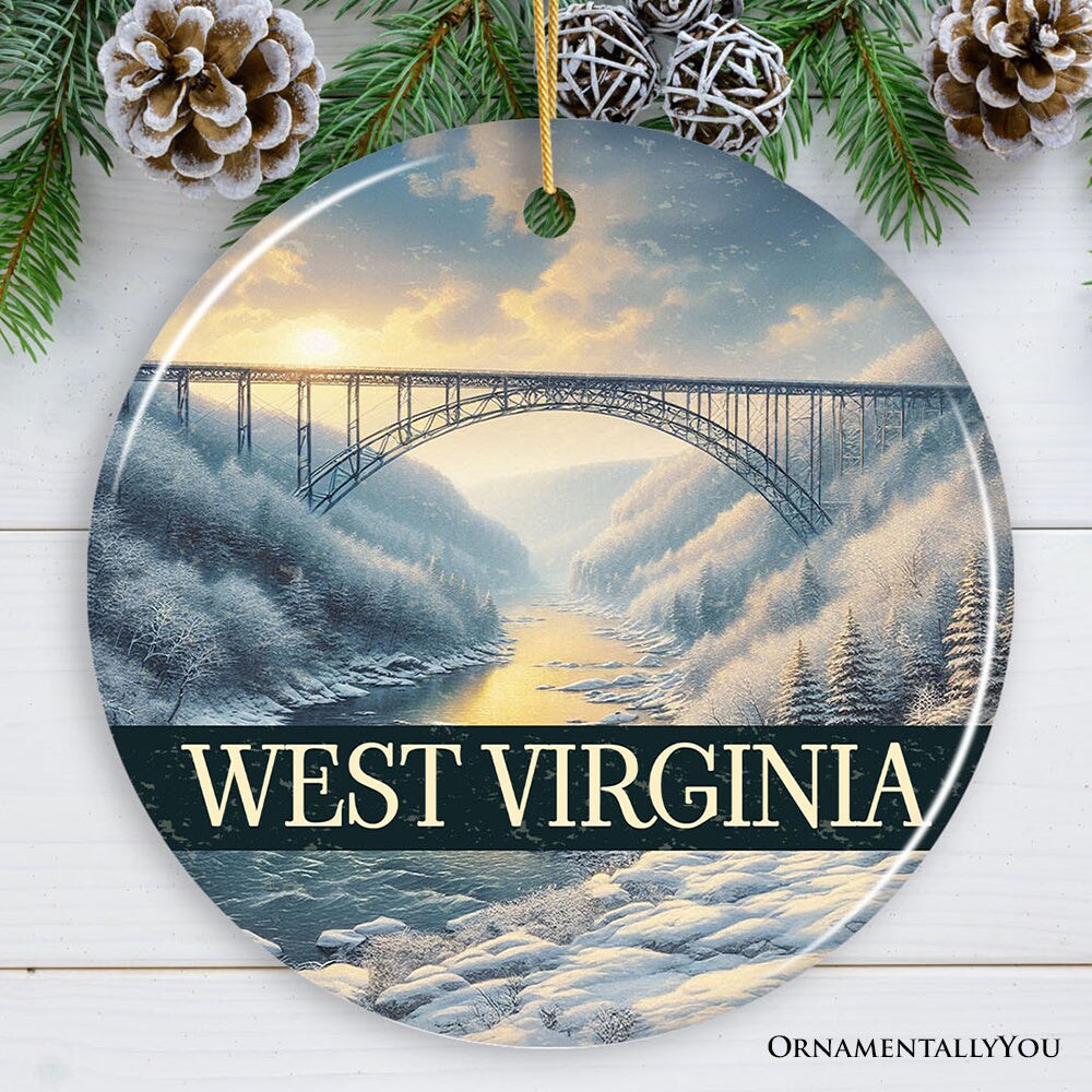 Scenic West Virginia New River Gorge Bridge Christmas Ornament, Landscape Appalachian State Gift and Souvenir