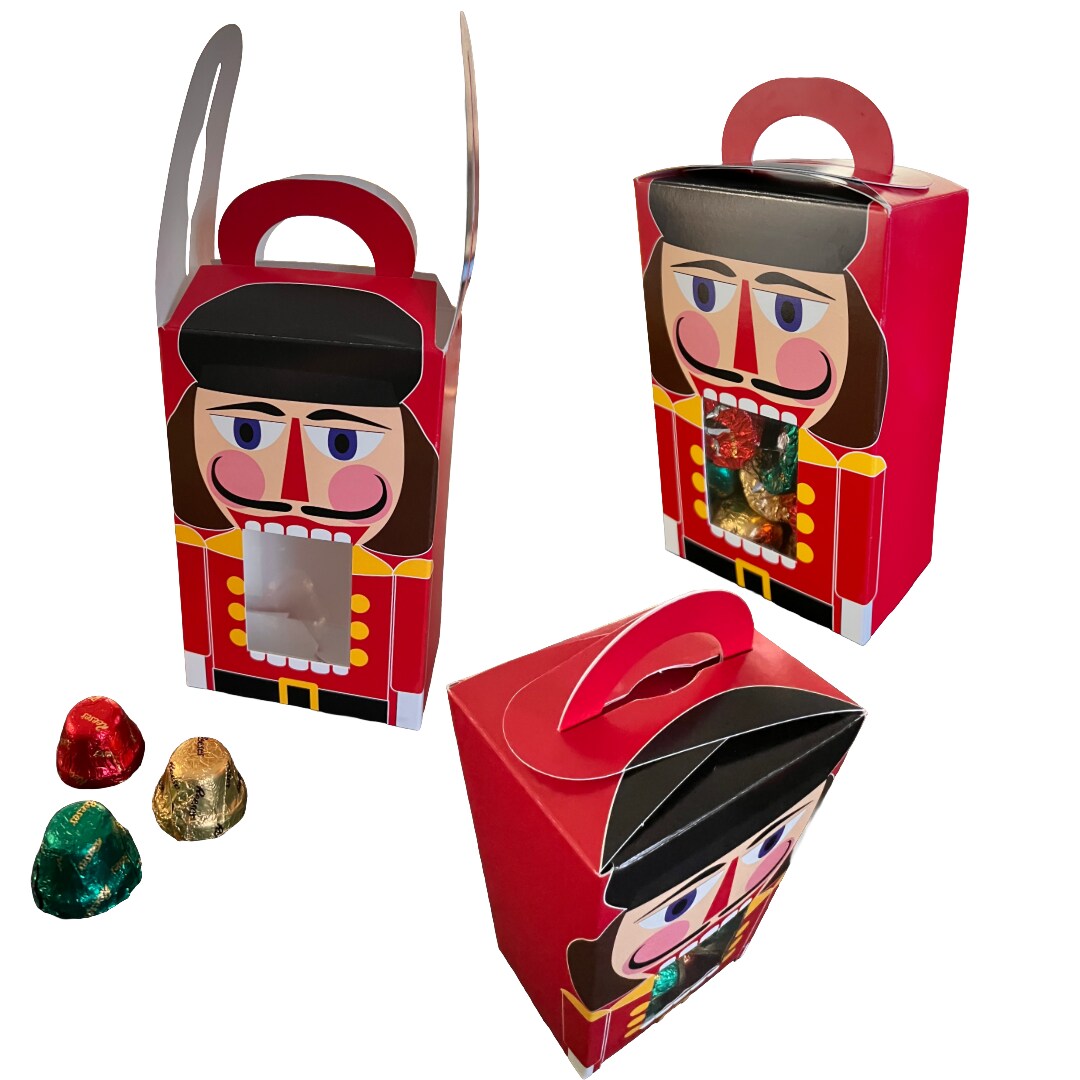 GoGoPak MADE IN USA - 25 Boxes - Fillable (empty) 1/2 lb. Nutcracker candy boxes with Handle 3-1/2" x 2-1/16" x 5-3/8" Food Safe
