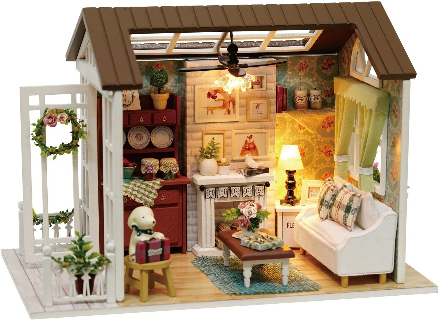 Miniature Wizardi Roombox Kit - Cozy Cottage Living Room Dollhouse Miniature Wizardi Roombox Kit - Cozy Cottage Living Room Dollhouse