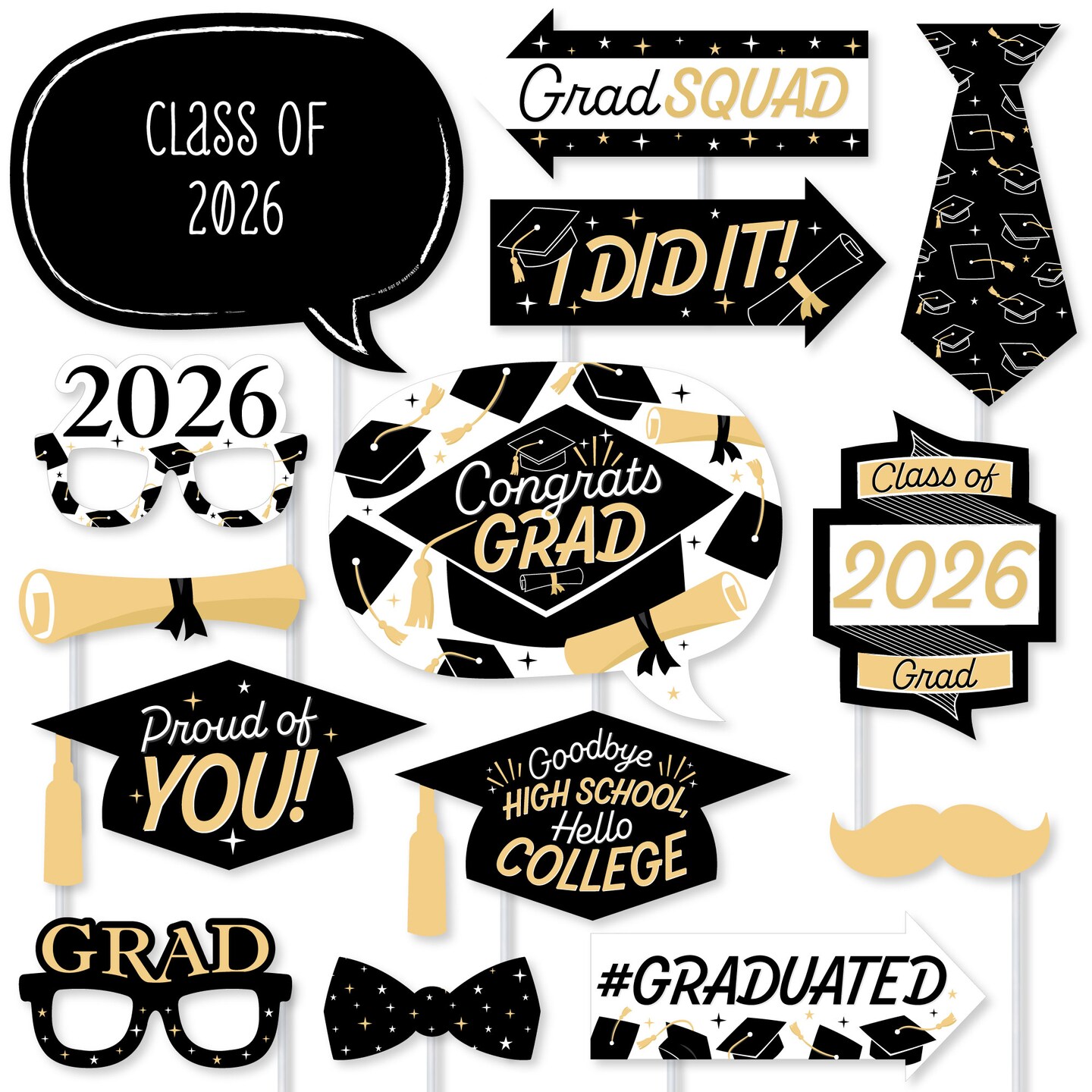 Big Dot of Happiness Hello College - 2026 Graduation Party Photo Booth Props Kit - 20 Count