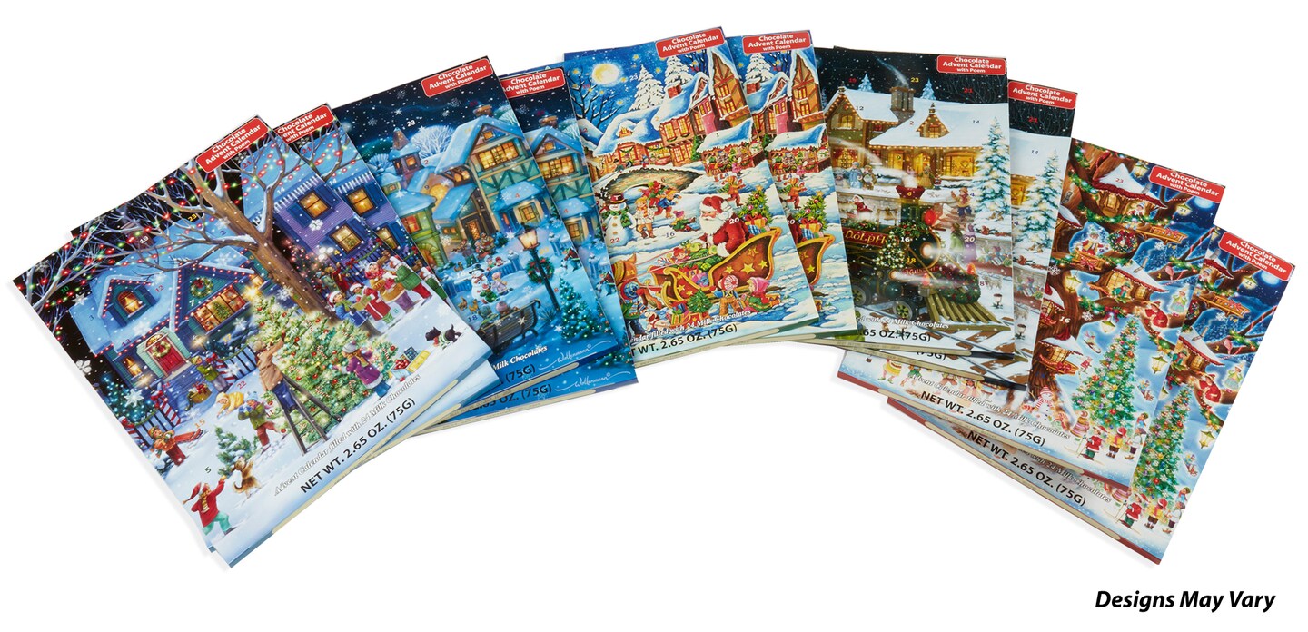 Set of 10 Assorted Chocolate Advent Calendars - Fun & Whimsical Designs - Christmas Countdown with a Sweet Treat Each Day