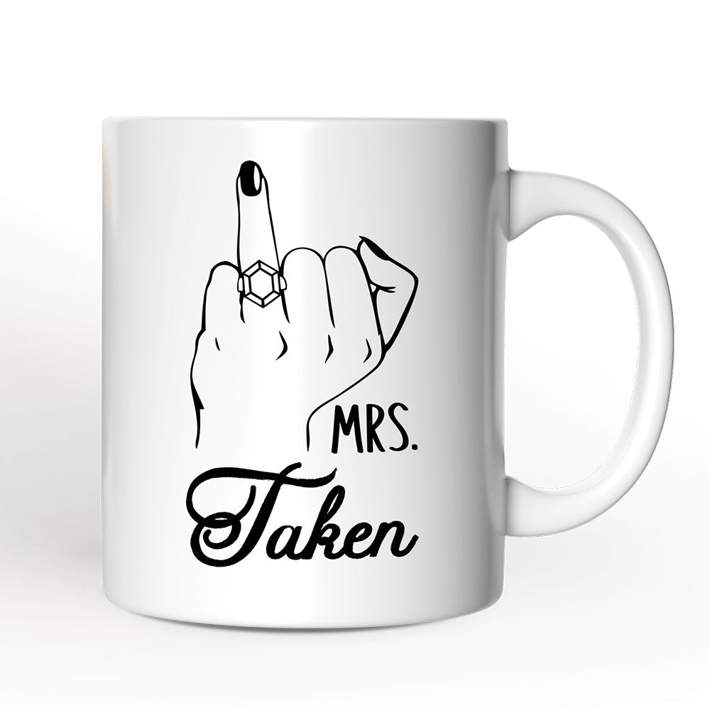 Wedding Ring Finger Mrs Mug Announcement, Married Engaged Gift For Women