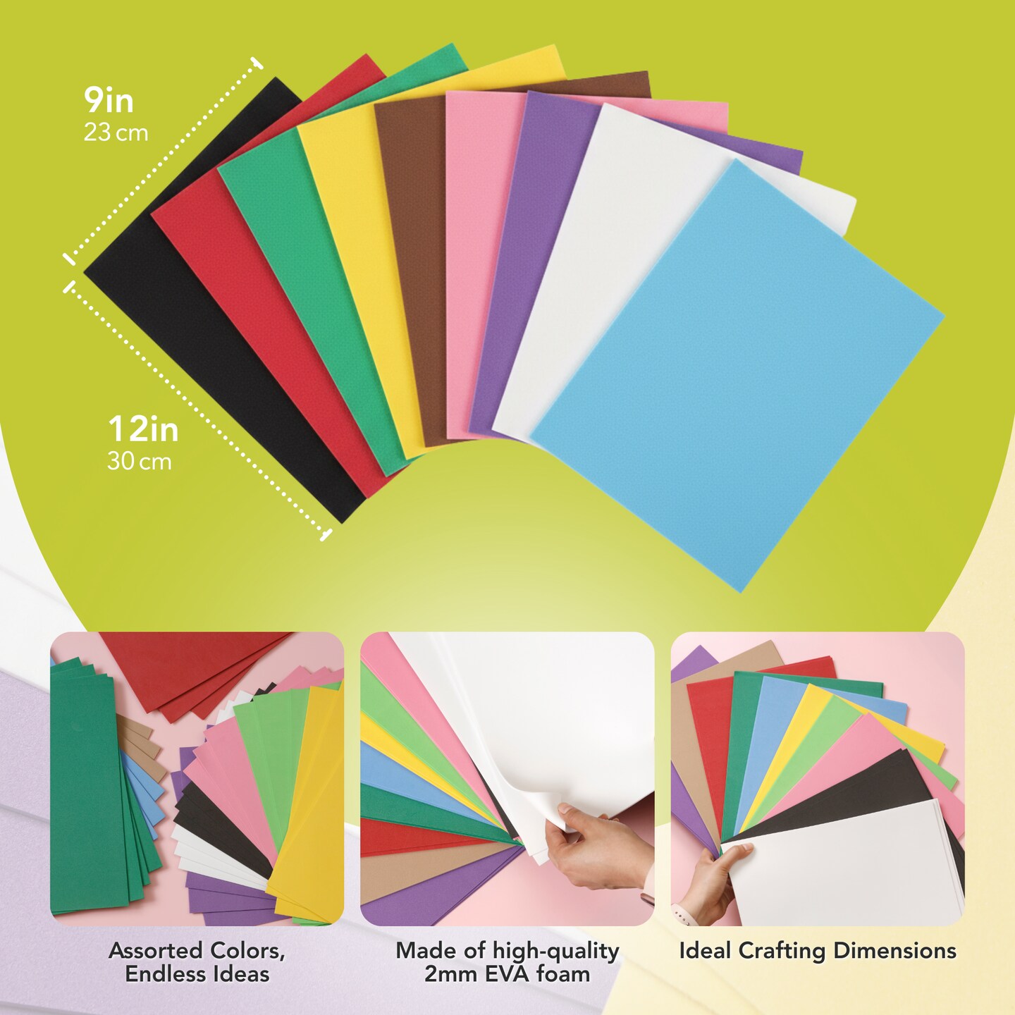 Incraftables Craft Foam Sheet 9x12 Inch (30 Sheets). EVA Foam Paper Sheets 2mm Thin. Multicolor Arts and Crafts Foam Sheets (10 Colors). Colored Foam Sheets for Classroom Projects &#x26; Scrapbooking