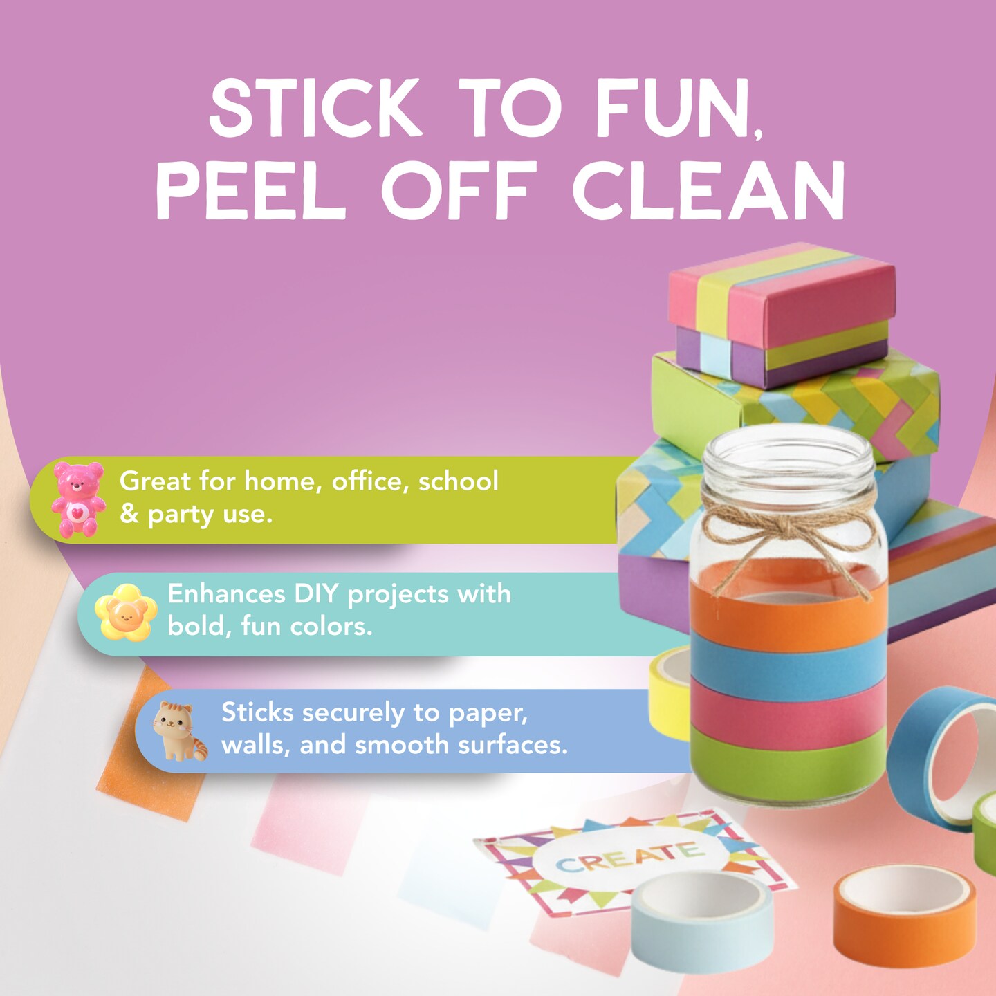 Incraftables Colored Masking Tape (8 Colors). Assorted Colorful Craft Tape 10 Feet x ½ Inch Rolls. Rainbow Colored Painters Tape. Multi-Color Masking Tape for Arts & Crafts, Labeling, KIds & Teachers