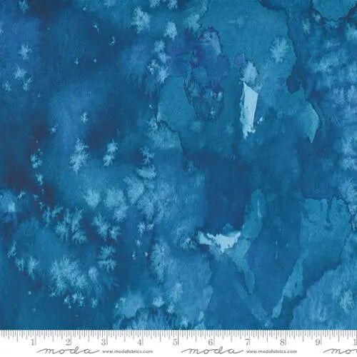 Blue Navy Flow Basic Watercolor Painting 44&#x22;/45&#x22; Fabric Per Yard