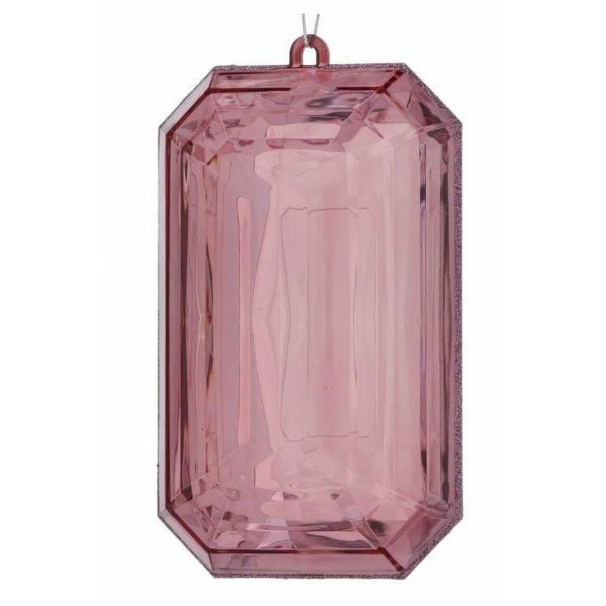 9&#x22; Acrylic Emerald Cut Precious Gem Ornament: Pink