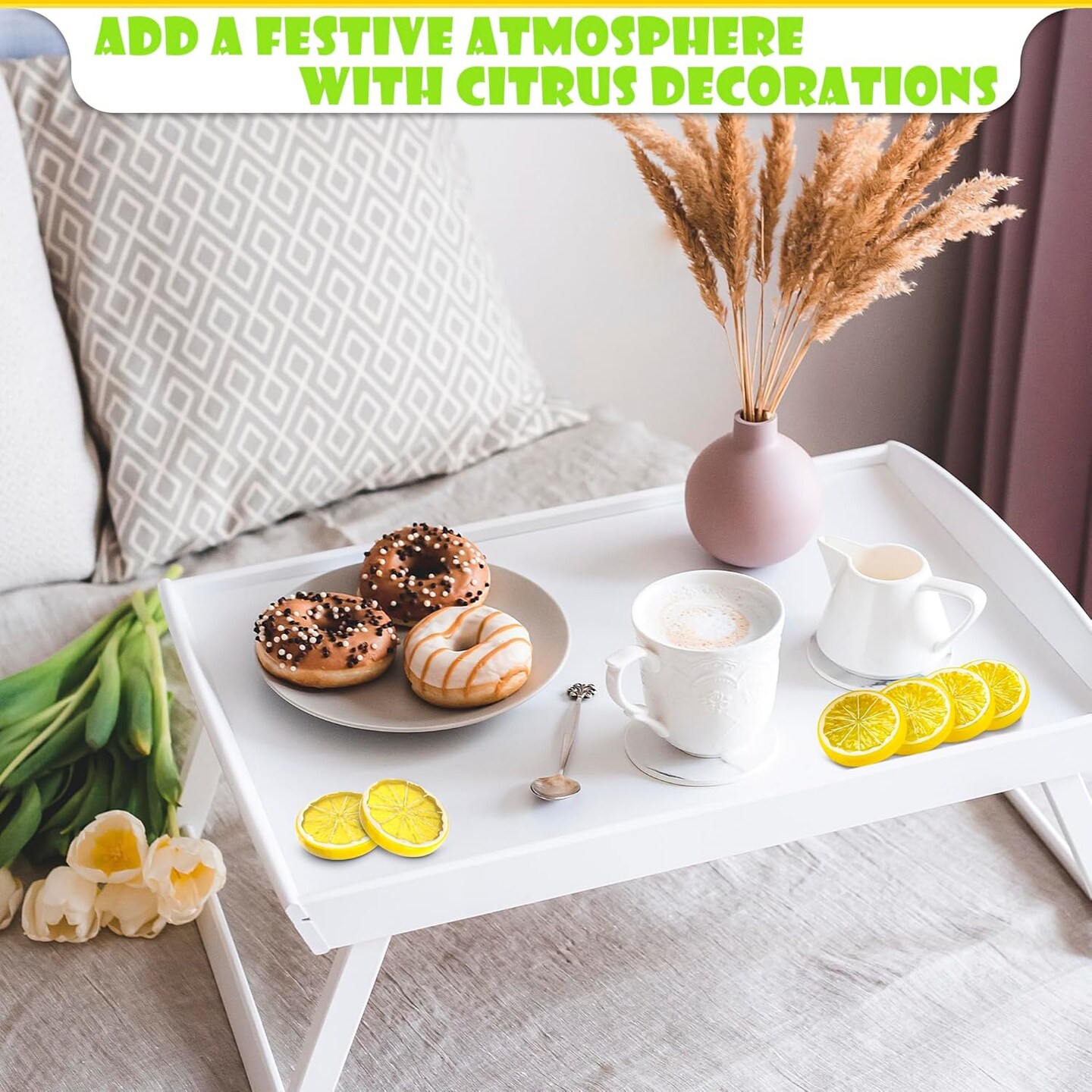 12Pcs Fake Lemon Slices Artificial - Fruit Party Decorations Fake Lemon Fruit Decorations for Party Lemon Kitchen Decoration - Simulation Yellow Lemon Home - 2 Inch Plastic Fruit Decor Kitchen