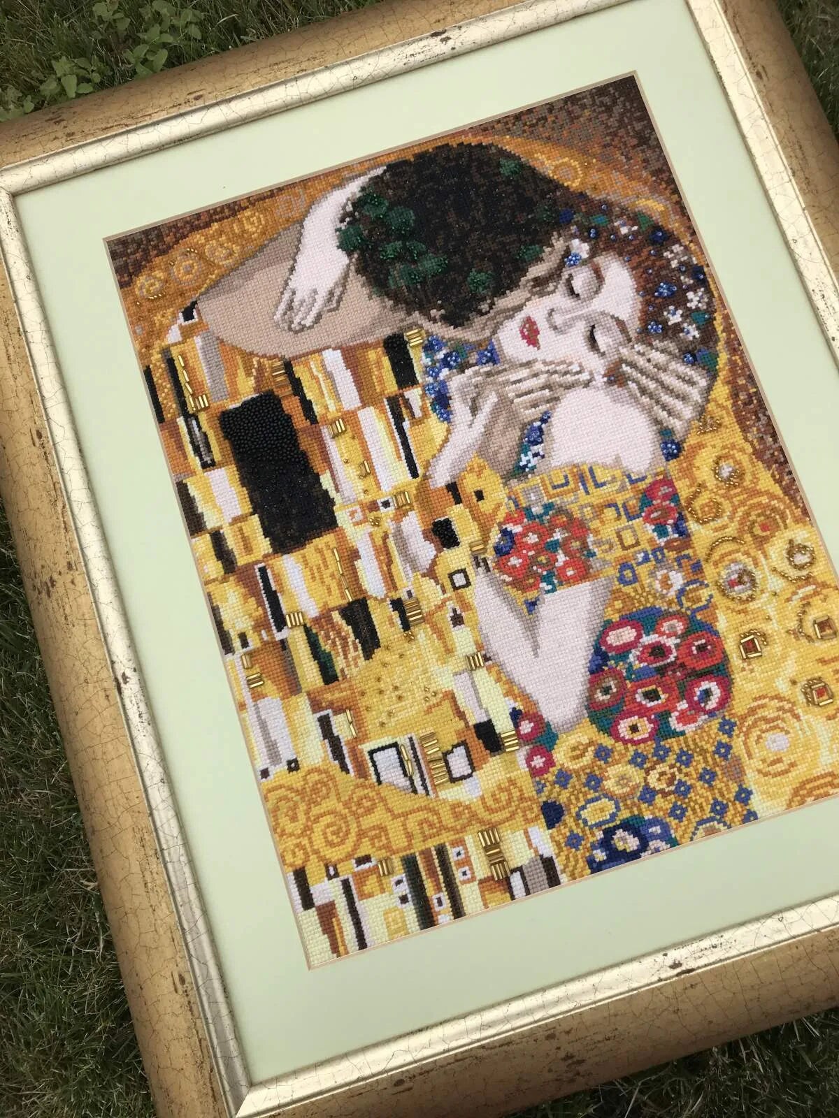 The Kiss after G. Klimt&#x27;s Painting R1170 Counted Cross Stitch Kit
