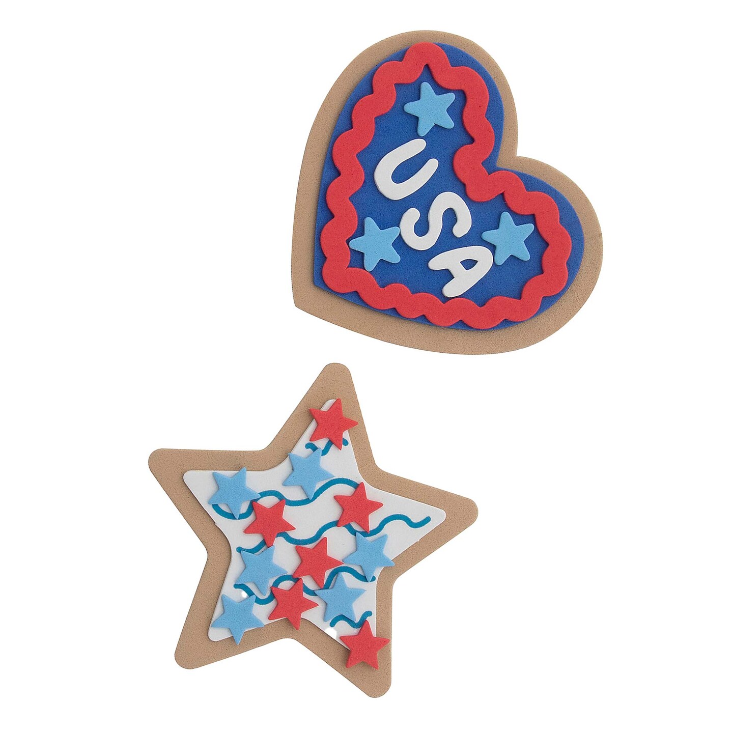 3 1/2&#x22; - 3 3/4&#x22; 4th of July Star and Heart Cookie Magnet Craft Kit Makes 12