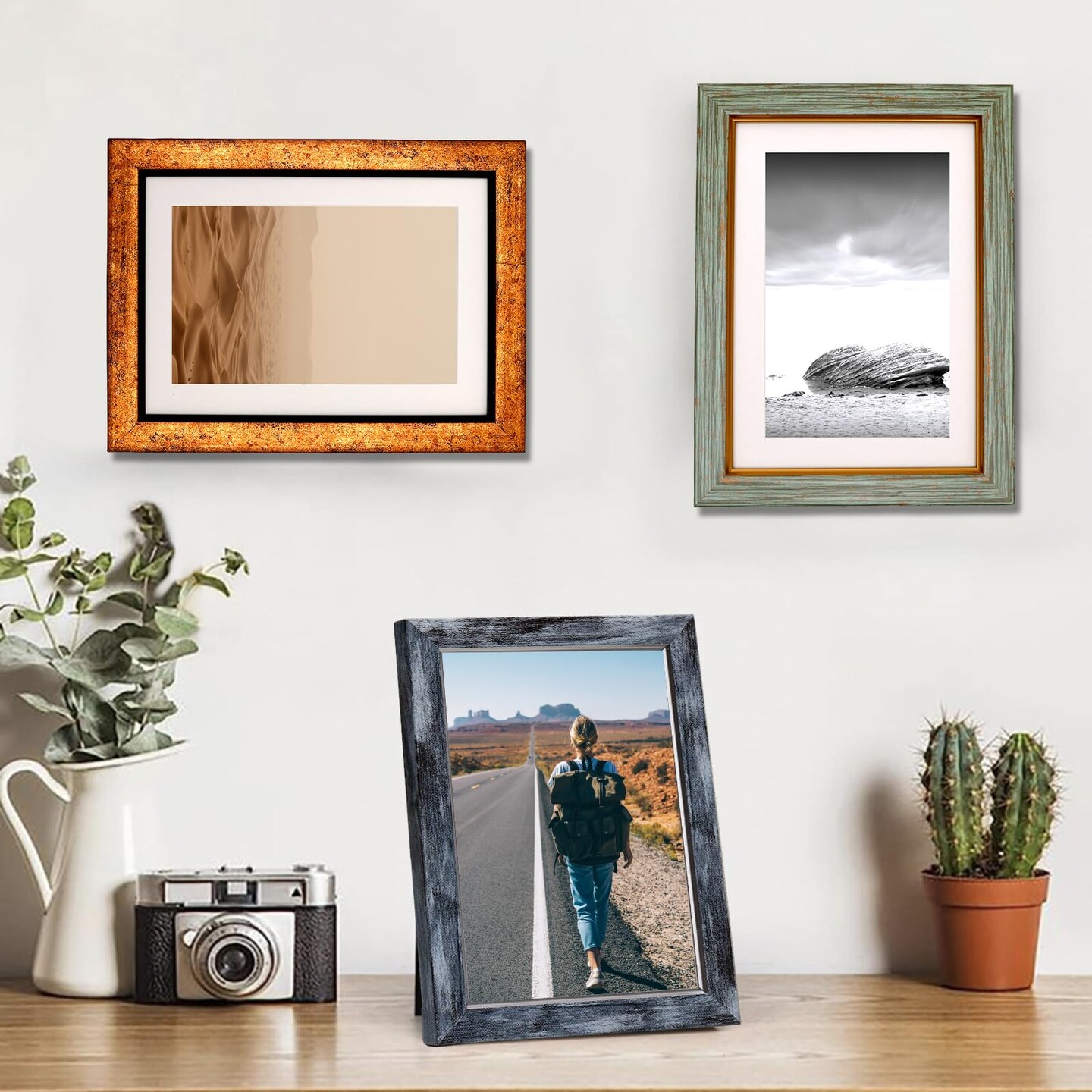 5x7 Picture Frame Set of 5, Vintage Photo Frame, Rustic Retro Picture Frame with Tempered Glass, Decorative Art on Walls and Tabletop Placement