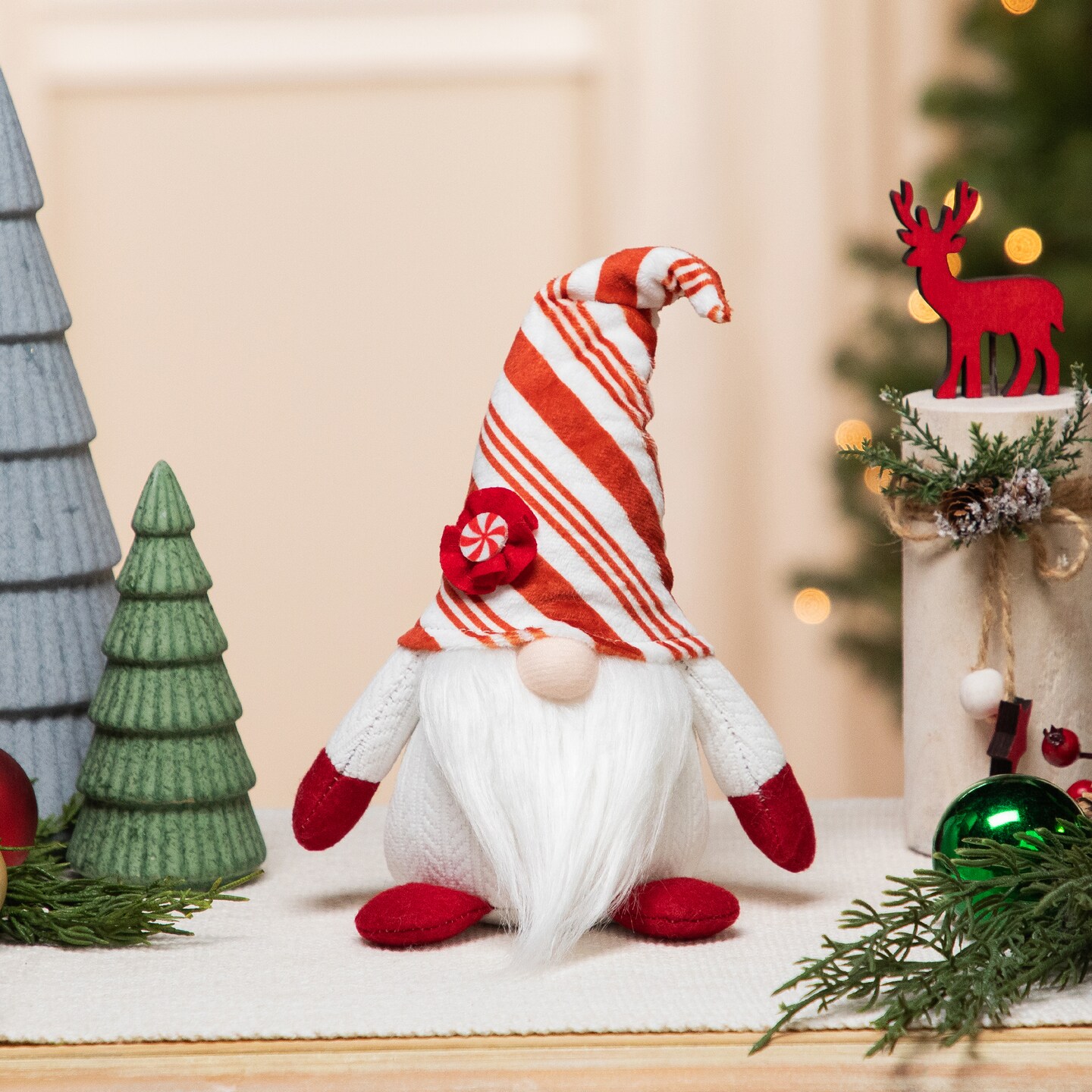 Northlight Peppermint Candy Plush Gnome Christmas Decoration - 10"