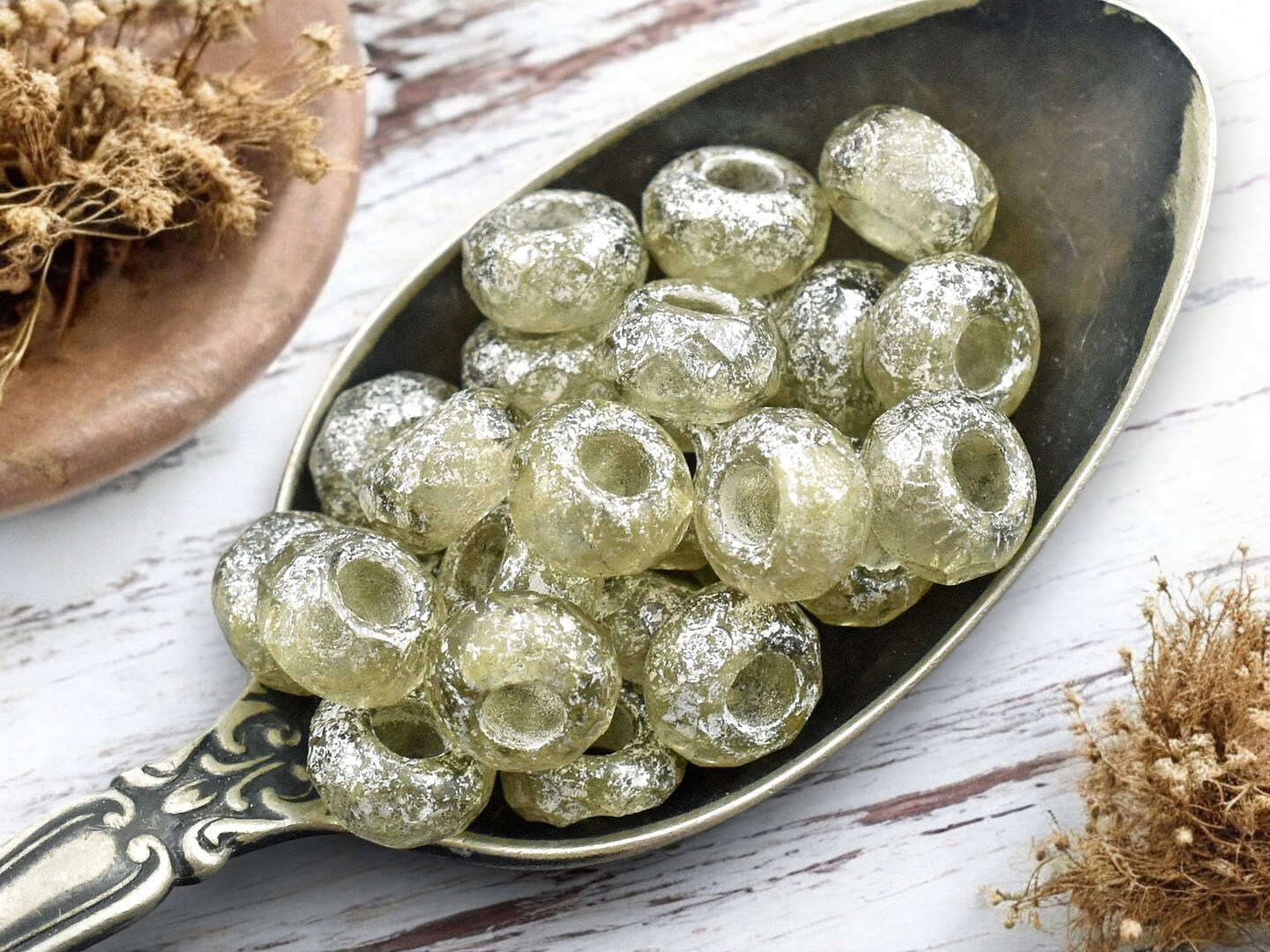 *25* 5x8mm Smoky Gray Mercury Faceted Large Hole Rondelle Roller Beads