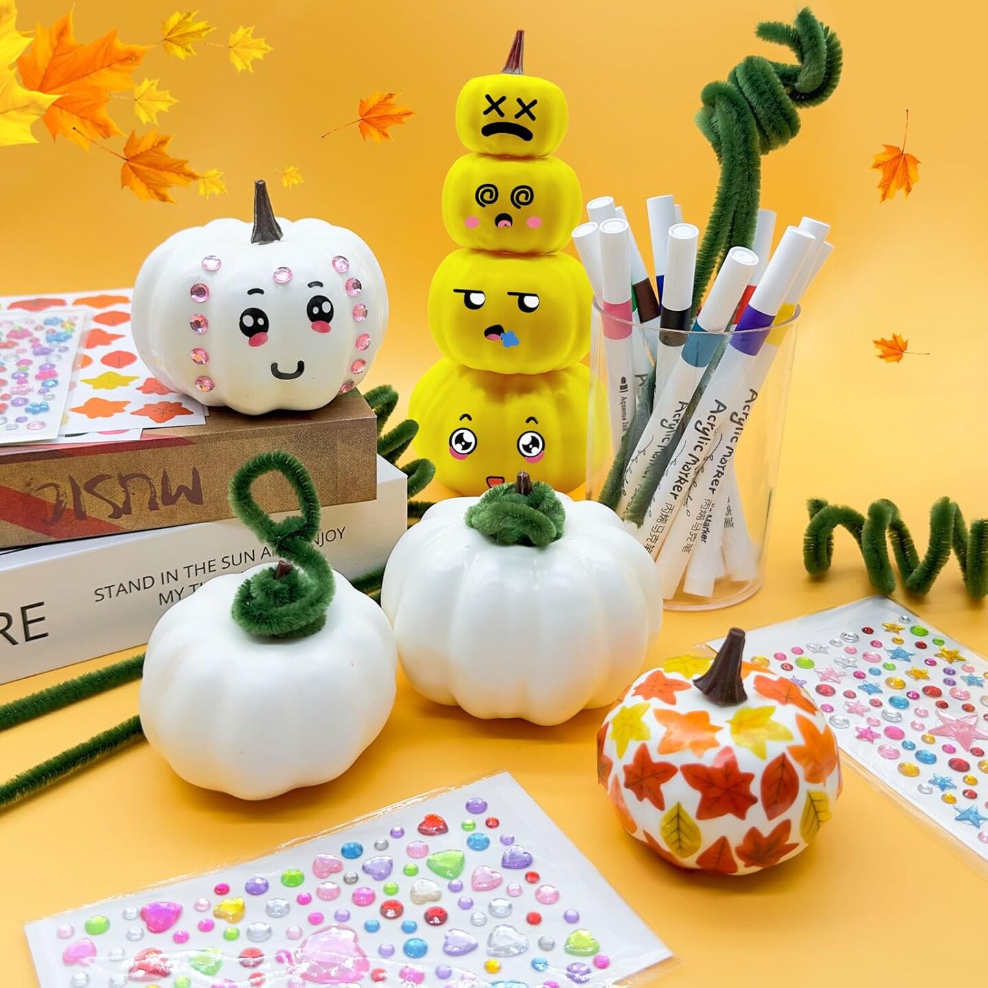 24 Set Fall Pumpkins Kids Painting Crafts Kit (Foam)