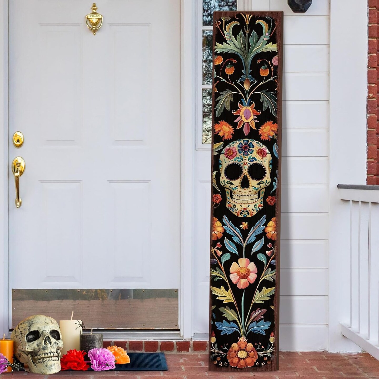 Day of the Dead Porch Sign 42 Inch Halloween Front Porch Sign(Day of the Dead)