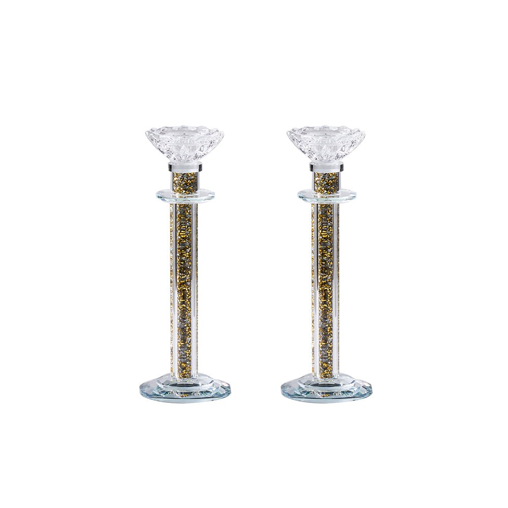 Crystal Candlesticks with Crushed Gemstones