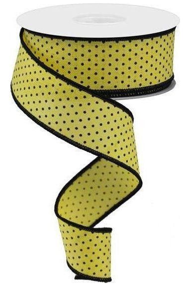 1.5&#x22; Swiss Dots Ribbon: Yellow &#x26; Black (10 Yards)