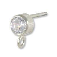 Earring with 4mm Cubic Zirconia Sterling Silver