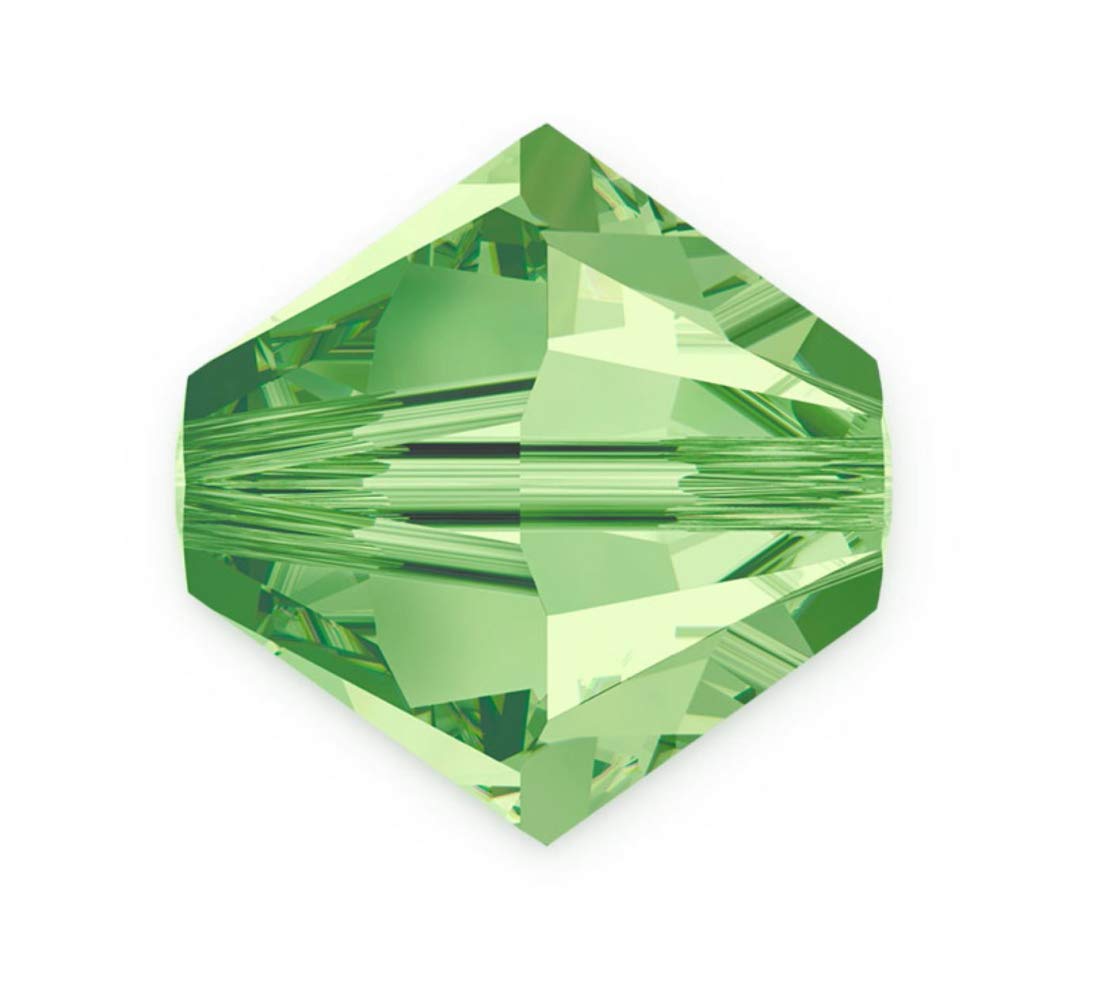 100pcs Authentic Preciosa 4mm (0.16 Inch) Small Faceted Bicone Crystal Loose Beads Peridot Green Compatible with Swarovski 5301/5328 for DIY Jewelry Making Pre-B416