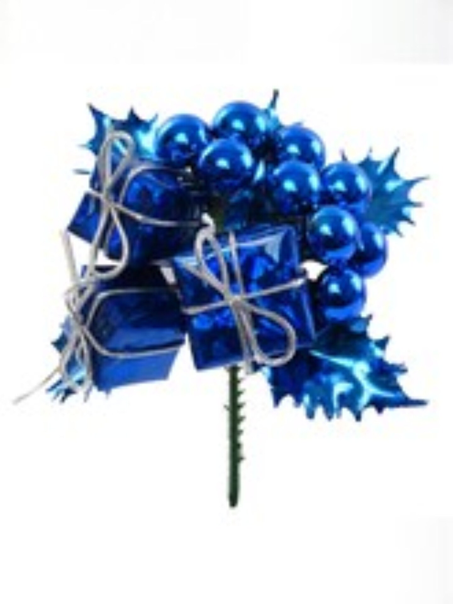 Blue Holly Pick w/ Boxes &#x26; Berries - Set of 2, Festive Holiday Accents, Christmas Decor for Wreaths &#x26; Arrangements - Perfect for Home, Office - 2024 Christmas Collection, Floral Home by Artificial Flowers