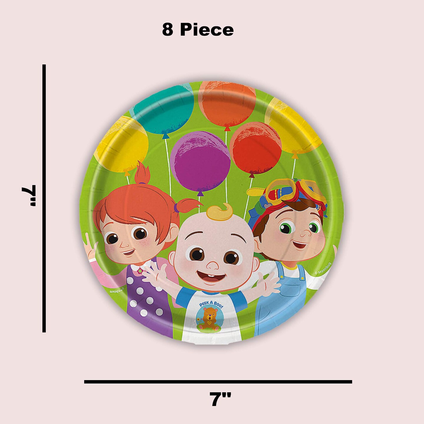 8 Count CoComelon Paper Dessert Plates 7&#x22; Colorful Kids Birthday Supplies &#x26; Celebrations